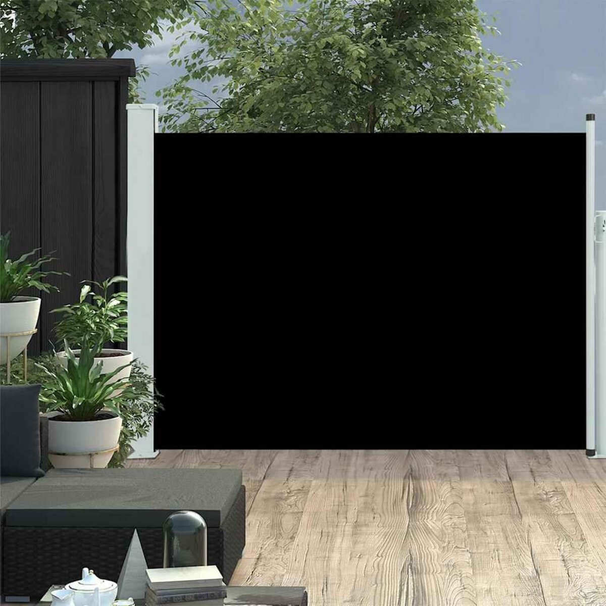 VIDAXL Auvent lateral retractable de patio 120x500 cm Noir