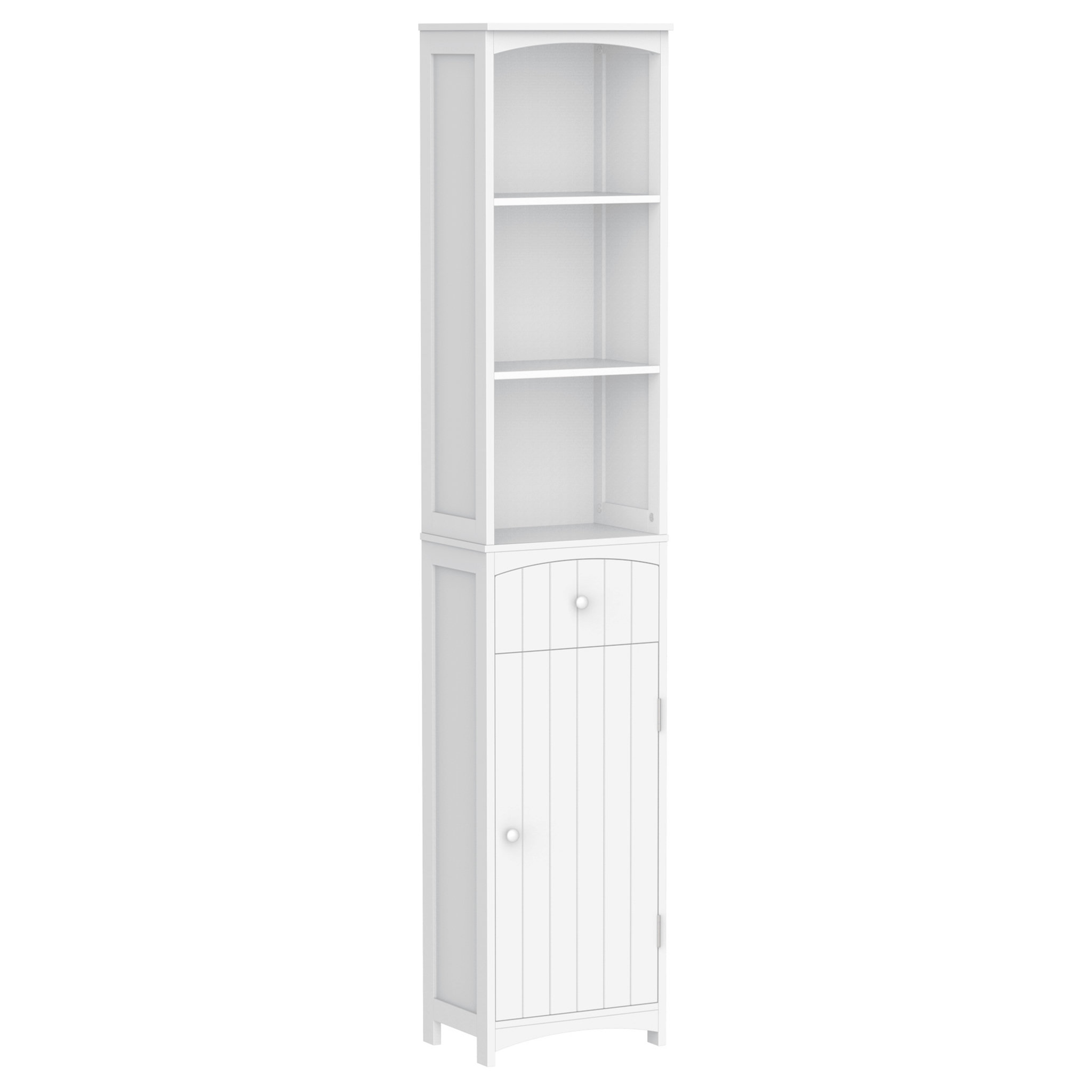 Voir la diapositive 1 : HOMCOM Meuble colonne de salle de bain moderne 34L x 24l x 170H cm blanc