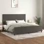 VIDAXL Cadre de lit avec tete de lit Gris fonce 200x200 cm Velours