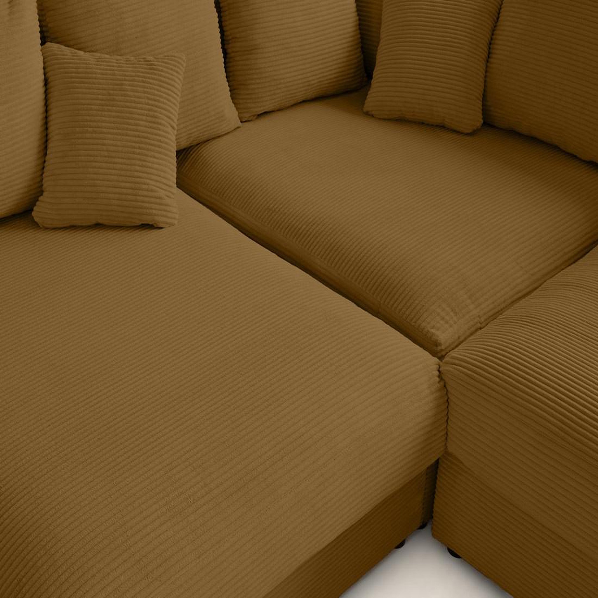 Voir la diapositive 6 : LISA DESIGN Aspen - canapé d'angle réversible 5 places - assise profonde - en velours côtelé