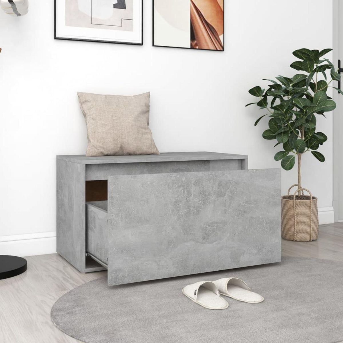 VIDAXL Banc d'entree 80x40x45 cm Gris beton Bois d'ingenierie