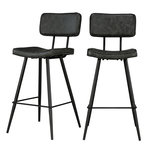 Rendez vous déco Lot de 2 chaises de bar mi-hauteur 66 cm en cuir synthétique gris/noir-Texas