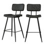 Voir la diapositive 1 : Rendez vous déco Lot de 2 chaises de bar mi-hauteur 66 cm en cuir synthétique gris/noir-Texas