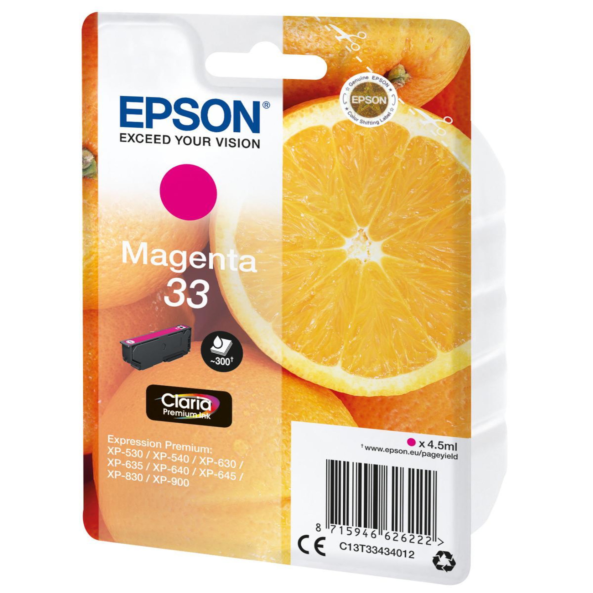Voir la diapositive 3 : Epson Cartouche d'encre t3343 magenta premium série orange
