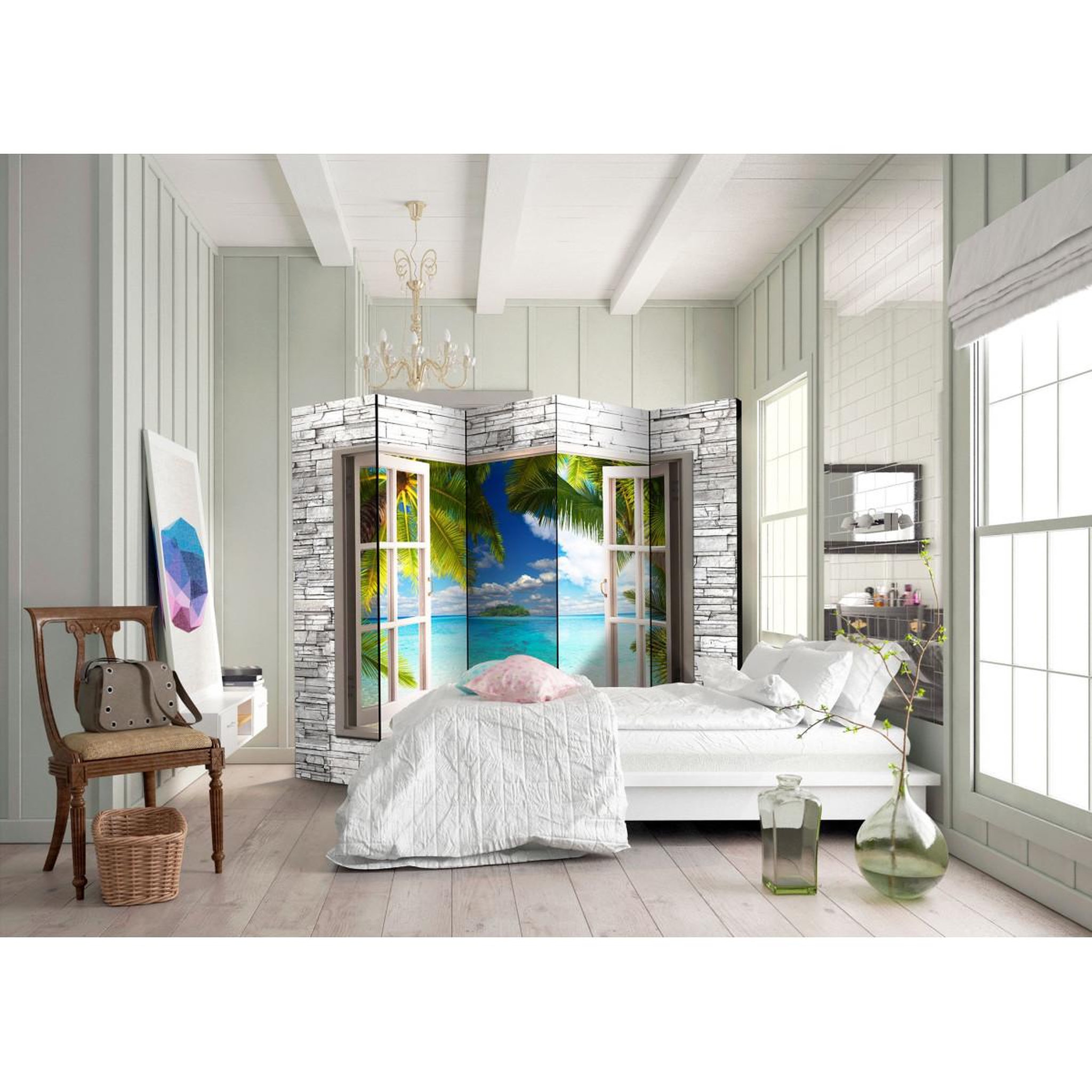 Voir la diapositive 2 : Paris Prix Paravent 5 volets  dream island  172x225cm