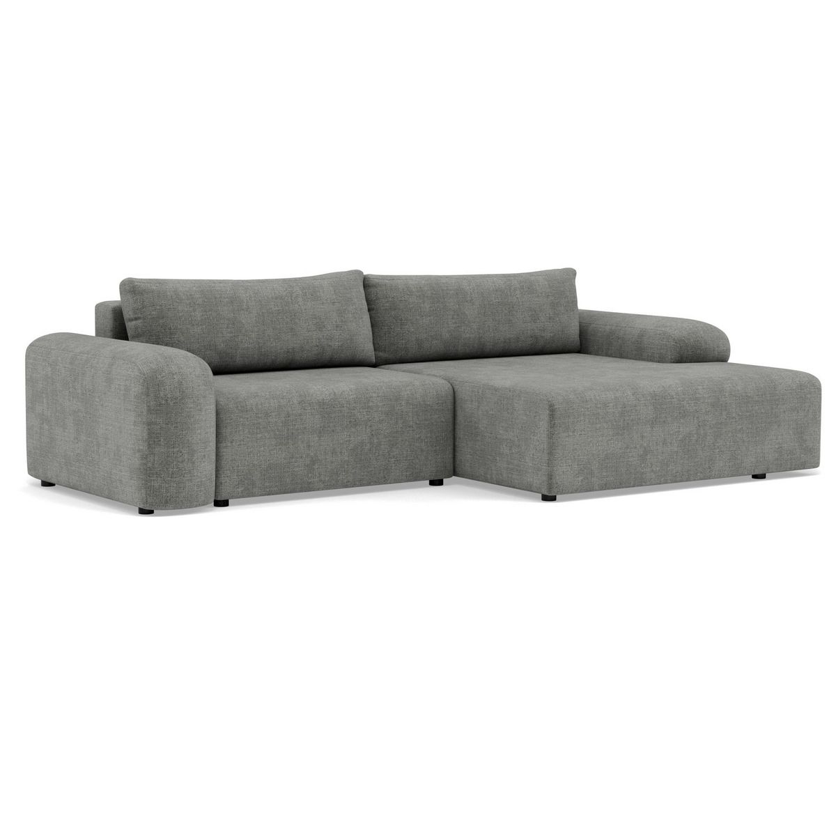 BEST MOBILIER Rebecca - canapé d'angle droit 4 places convertible avec coffre en velours texturé