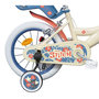 Voir la diapositive 2 : DISNEY Vélo enfant  - Modèle 14'' STITCH / DISNEY (Taille de l'enfant 90 cm à 105 cm) équipé de 2 freins, panier, porte poupée et stabilisateurs.