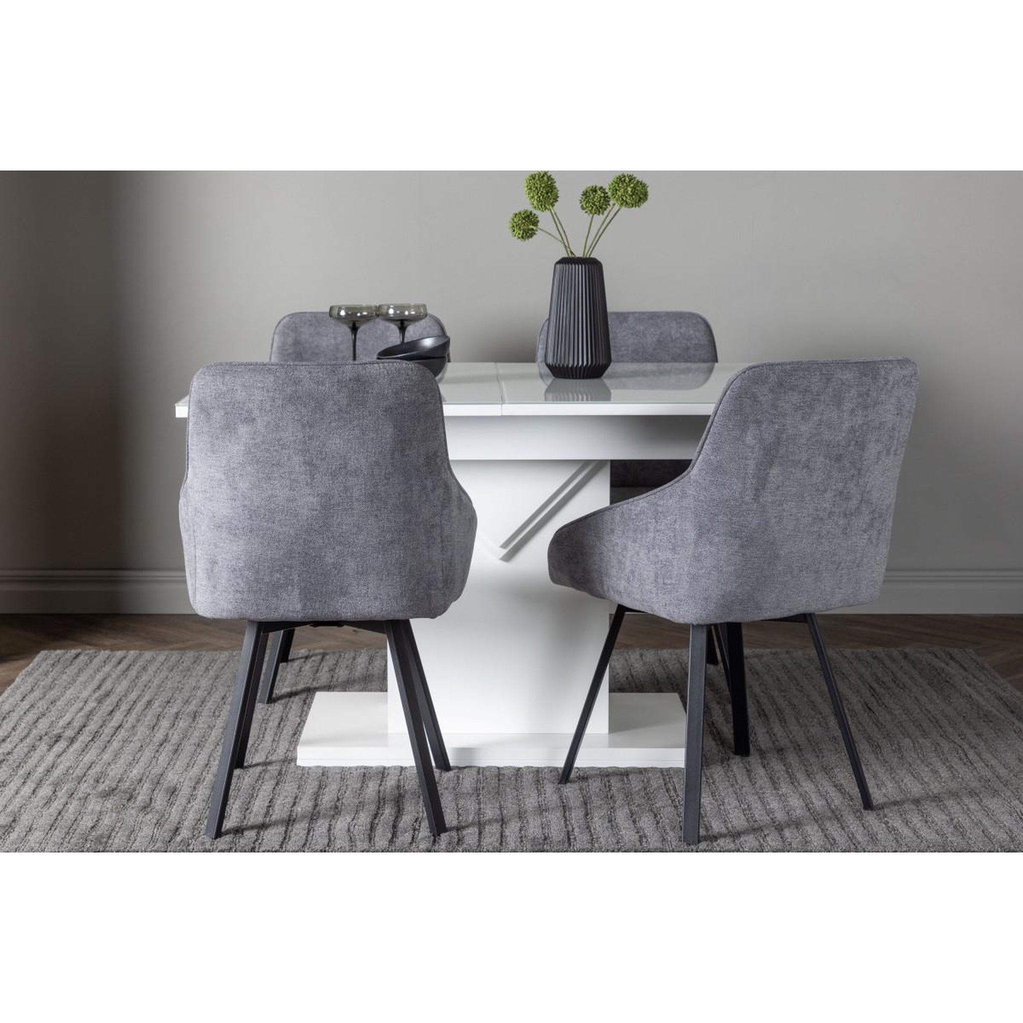 Voir la diapositive 5 : Paris Prix Ensemble table à manger extensible & 4 chaises  pluto & rosie  120-160cm blanc & gris