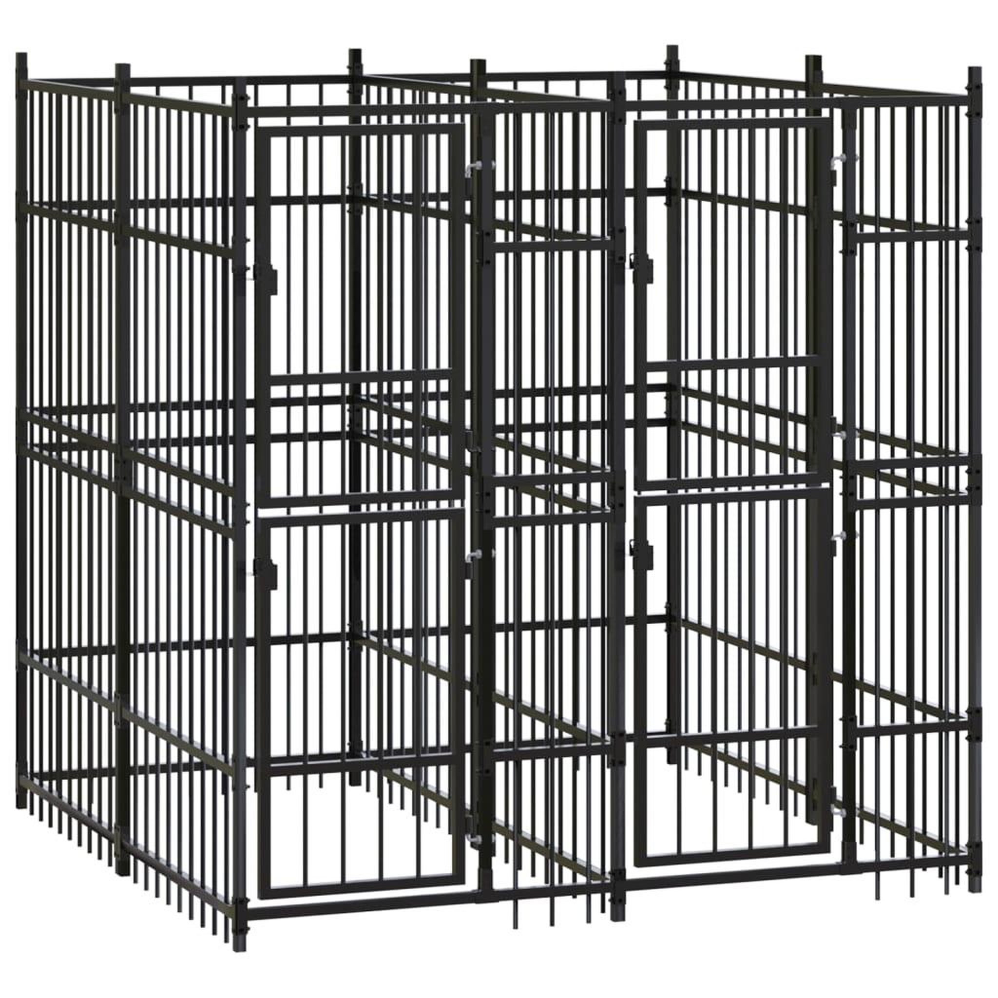 VIDAXL Chenil d'exterieur pour chiens Acier 3,69 m²