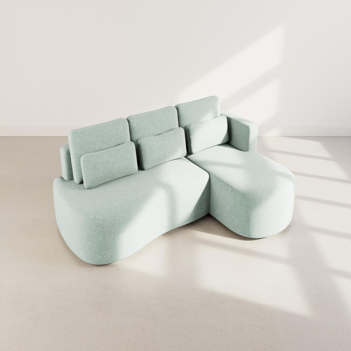 LISA DESIGN Mahina - canapé d'angle droit 4 places convertible avec coffre en tissu texturé