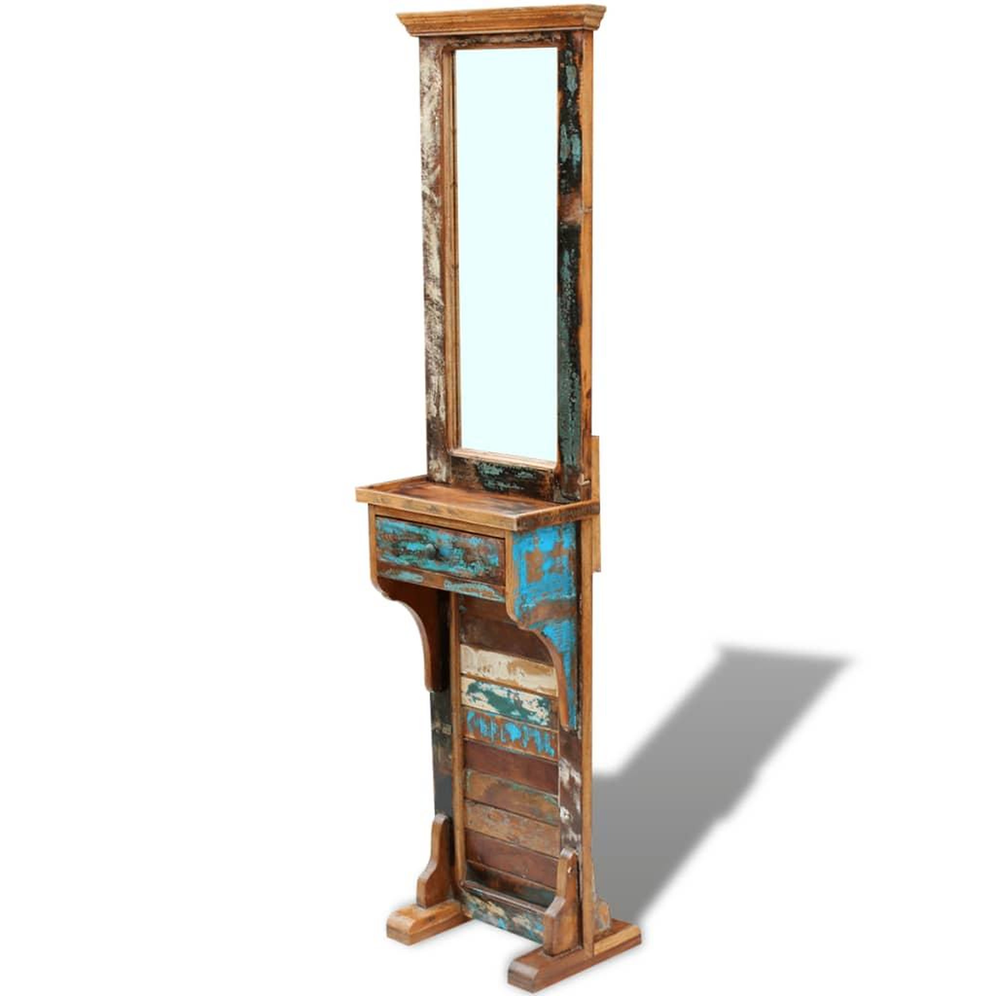 Voir la diapositive 2 : VIDAXL Miroir de couloir bois de recuperation massif 47x23x180 cm