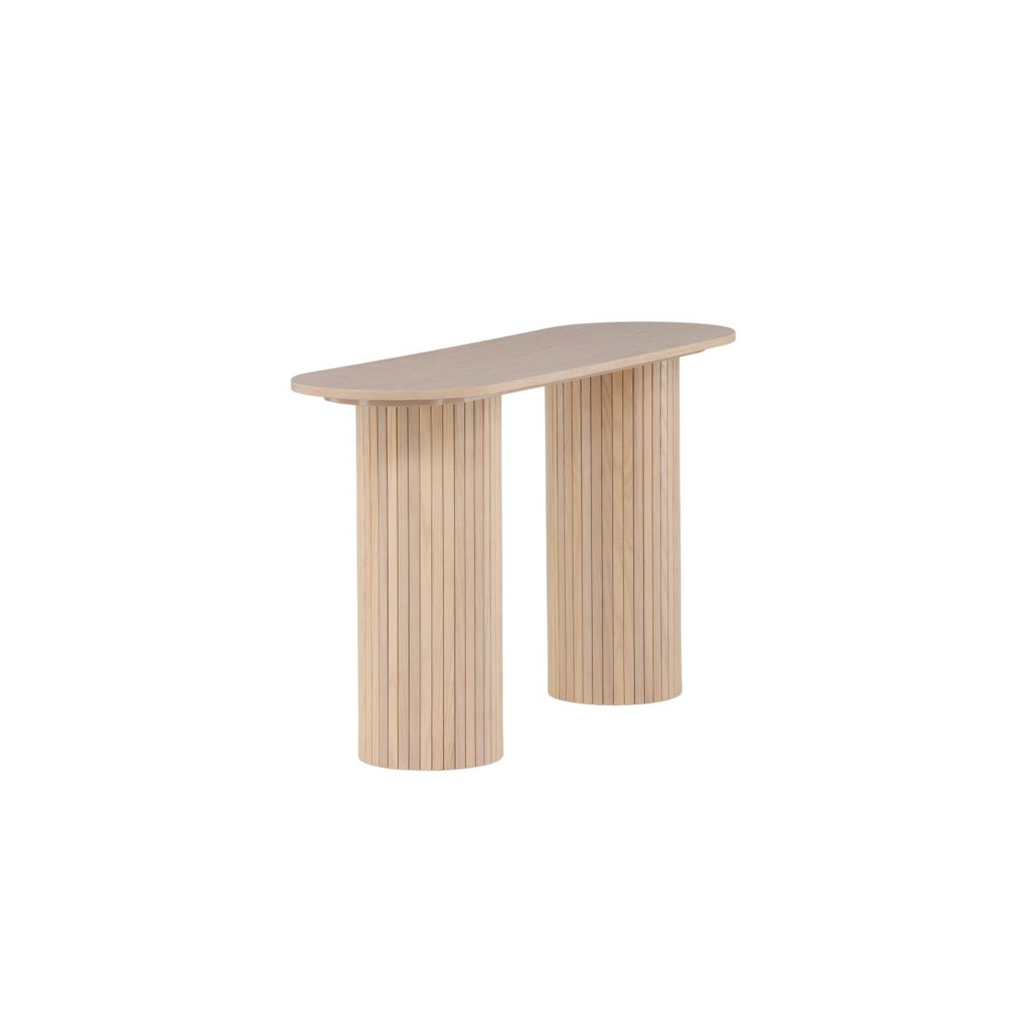 Voir la diapositive 3 : Paris Prix Console design nervuré  bianca  130cm naturel