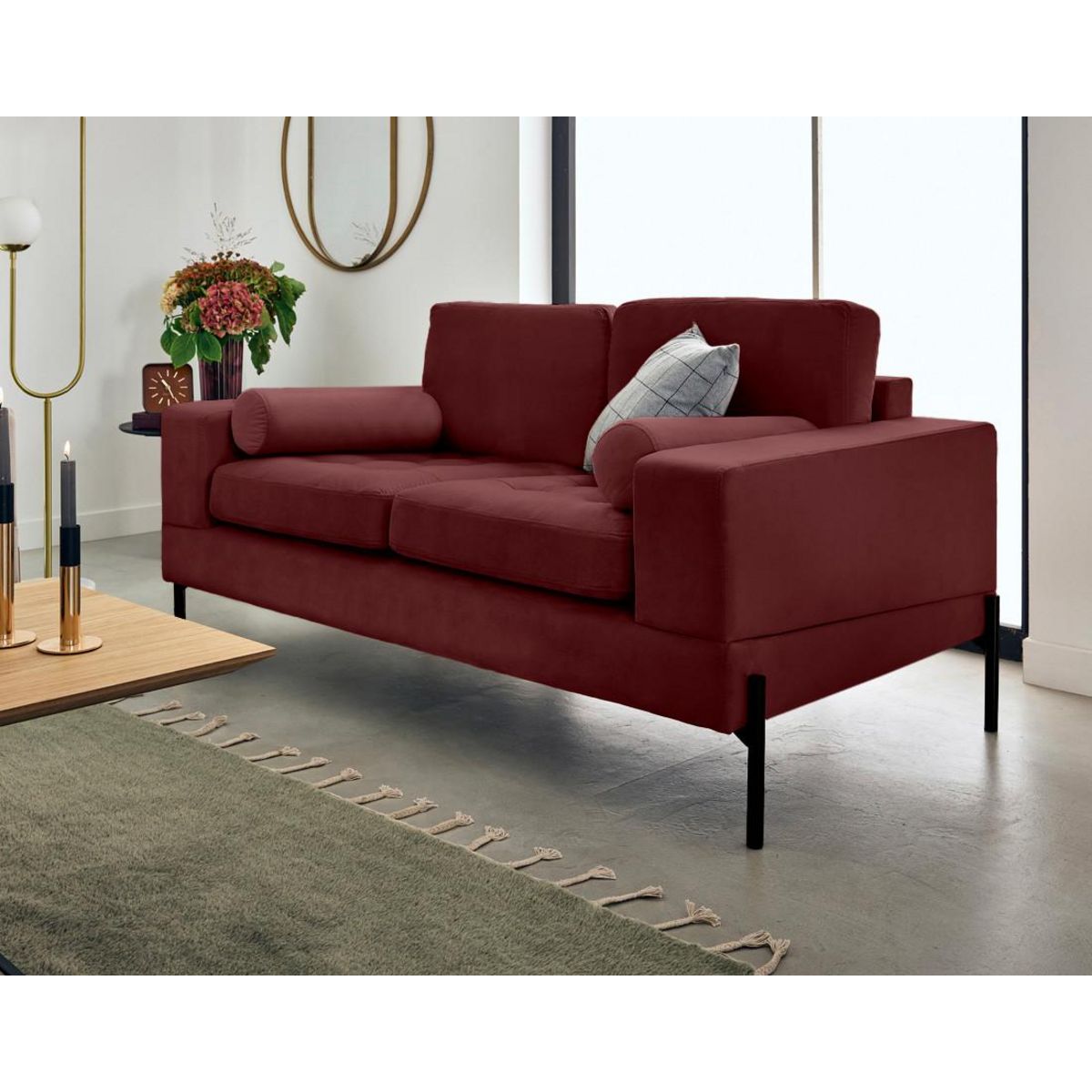 LISA DESIGN Isaure - canapé droit 2 places en velours