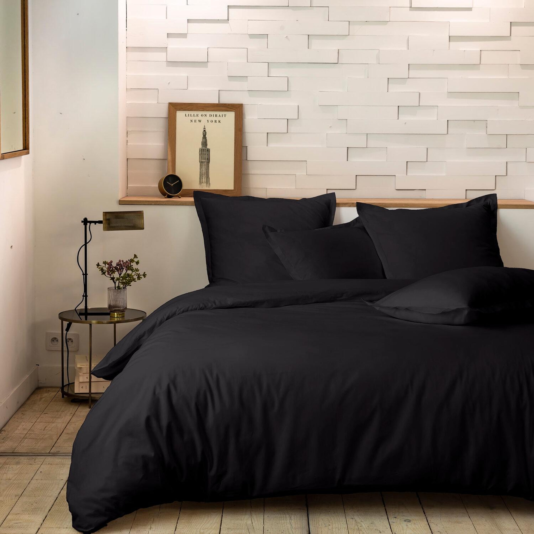 Voir la diapositive 1 : Home collection Parure de couette 100%percale de coton 80 fils/cm2-uni lin