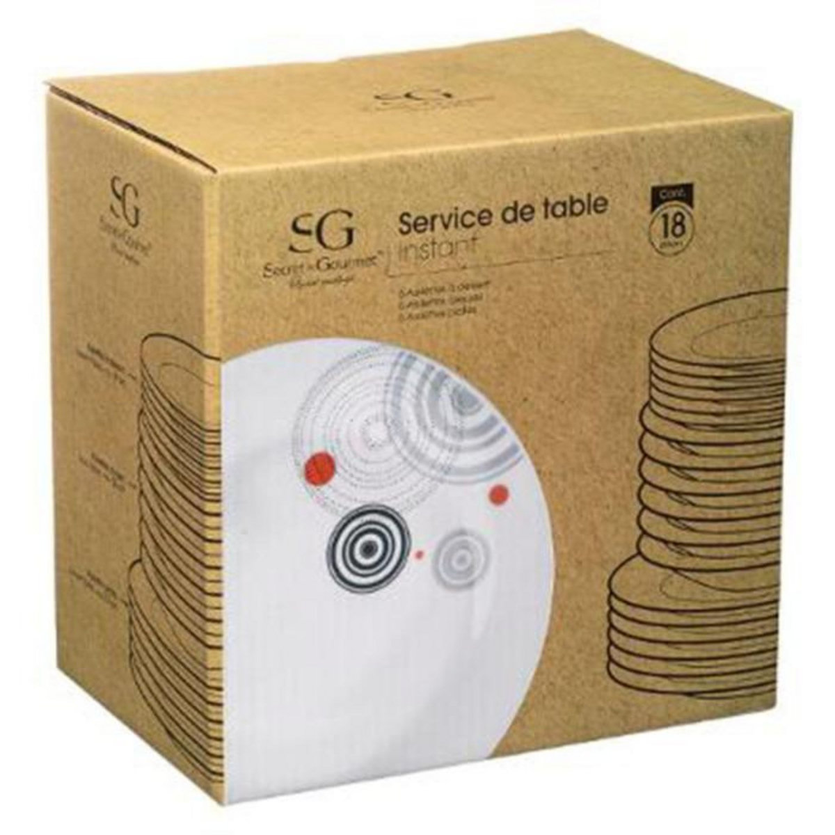 SECRET DE GOURMET Service de Table 18 Pièces  Instant  27cm Blanc