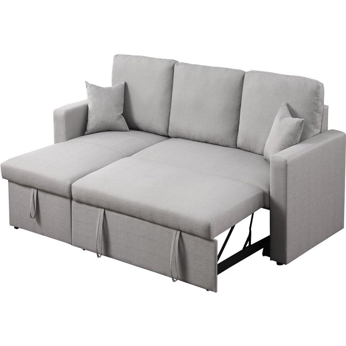 Habitat et Jardin Canapé d'angle convertible/ réversible avec coffre  Alain  - 3 places - Gris clair