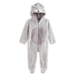 Grenouillère Bébé Hiver à Capuche En Peluche - Combinaison Zippée Avec Oreilles D'Ours - Taille 0-12 Mois