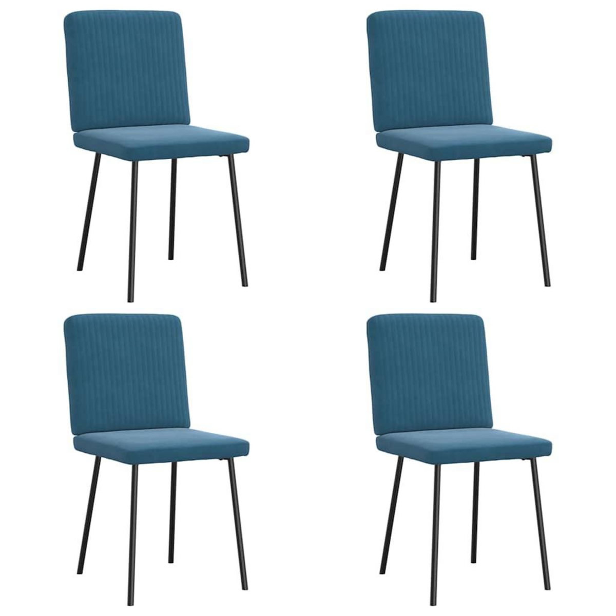 VIDAXL Chaises a manger lot de 4 Bleu Velours