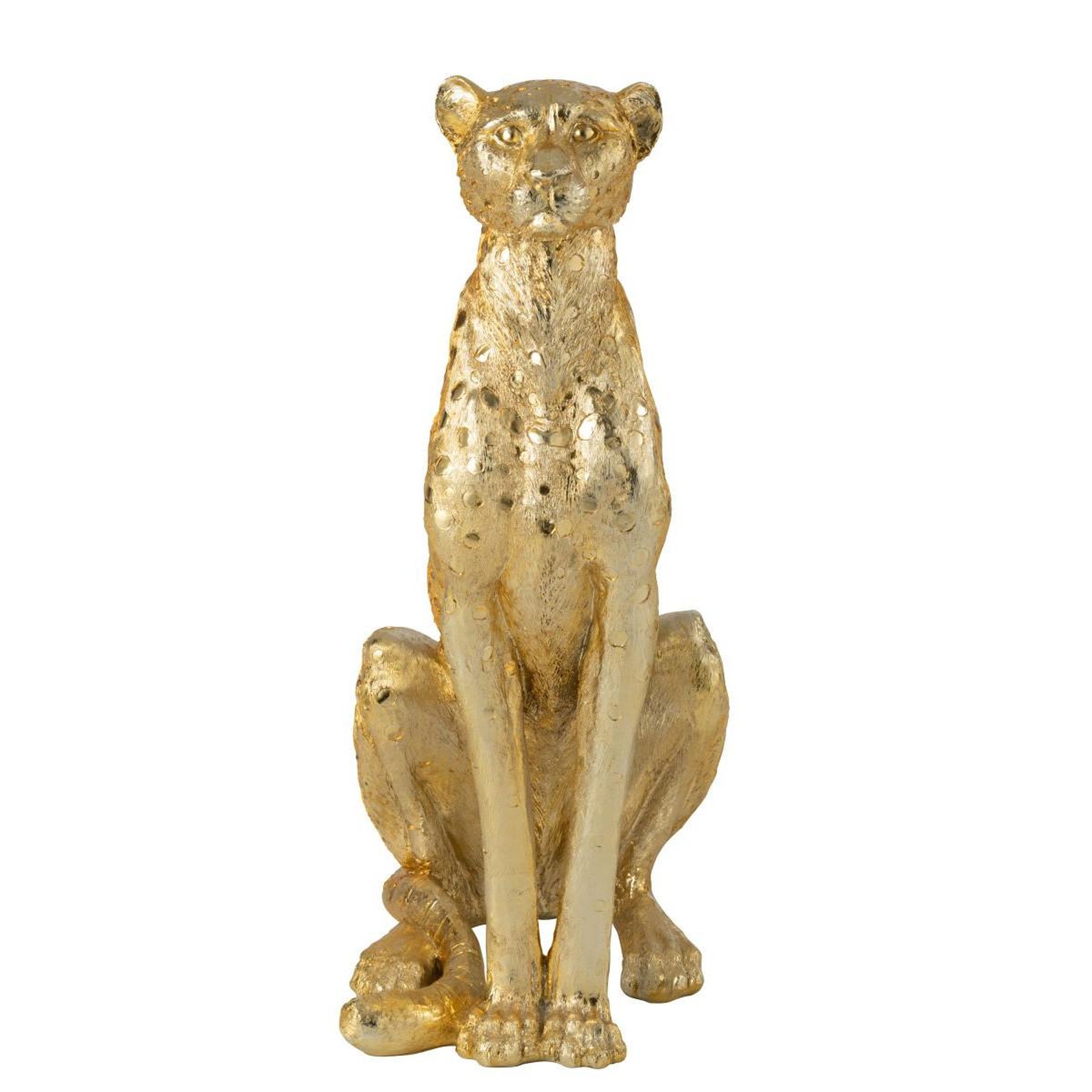 Voir la diapositive 3 : J-LINE Statue léopard assis  odis  88cm doré