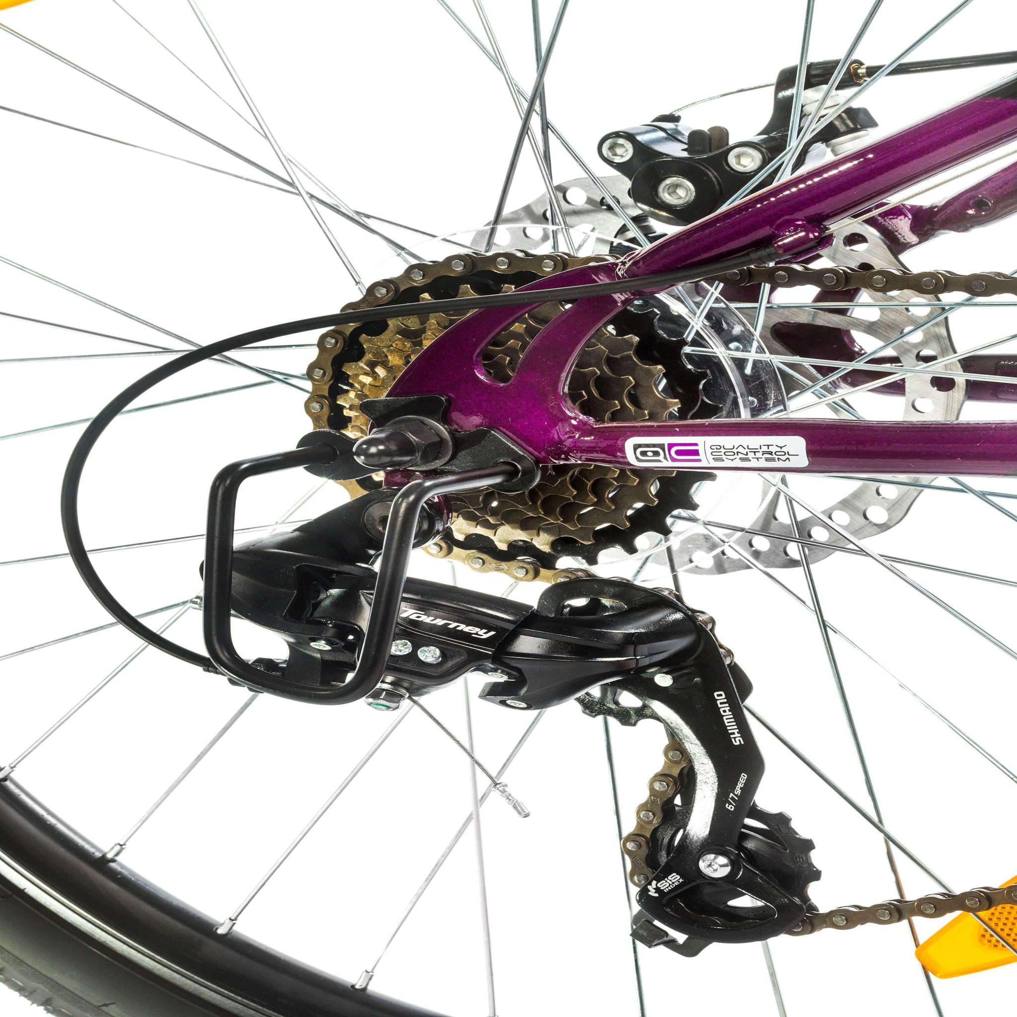 Voir la diapositive 2 : Vélo VTT 26'' Femme - Cadre Tout Suspendu - Double freins à disques - 21 Vit. - Poignée à Gâchettes & dérailleur Shimano