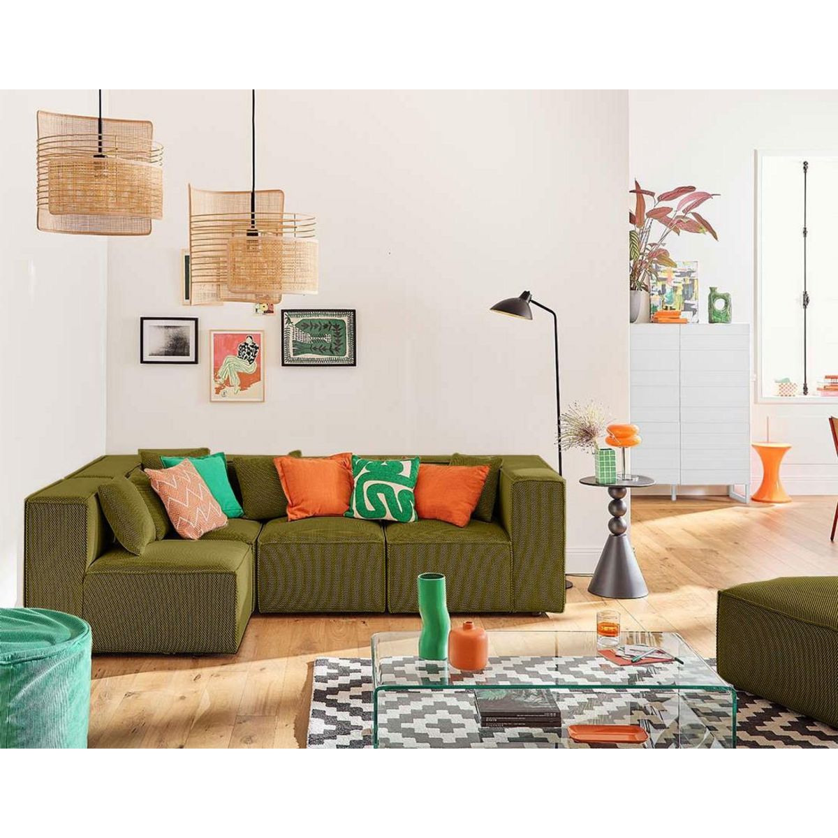 LISA DESIGN Arty - canapé modulable d'angle gauche 5 places - en tissu mailles 3d