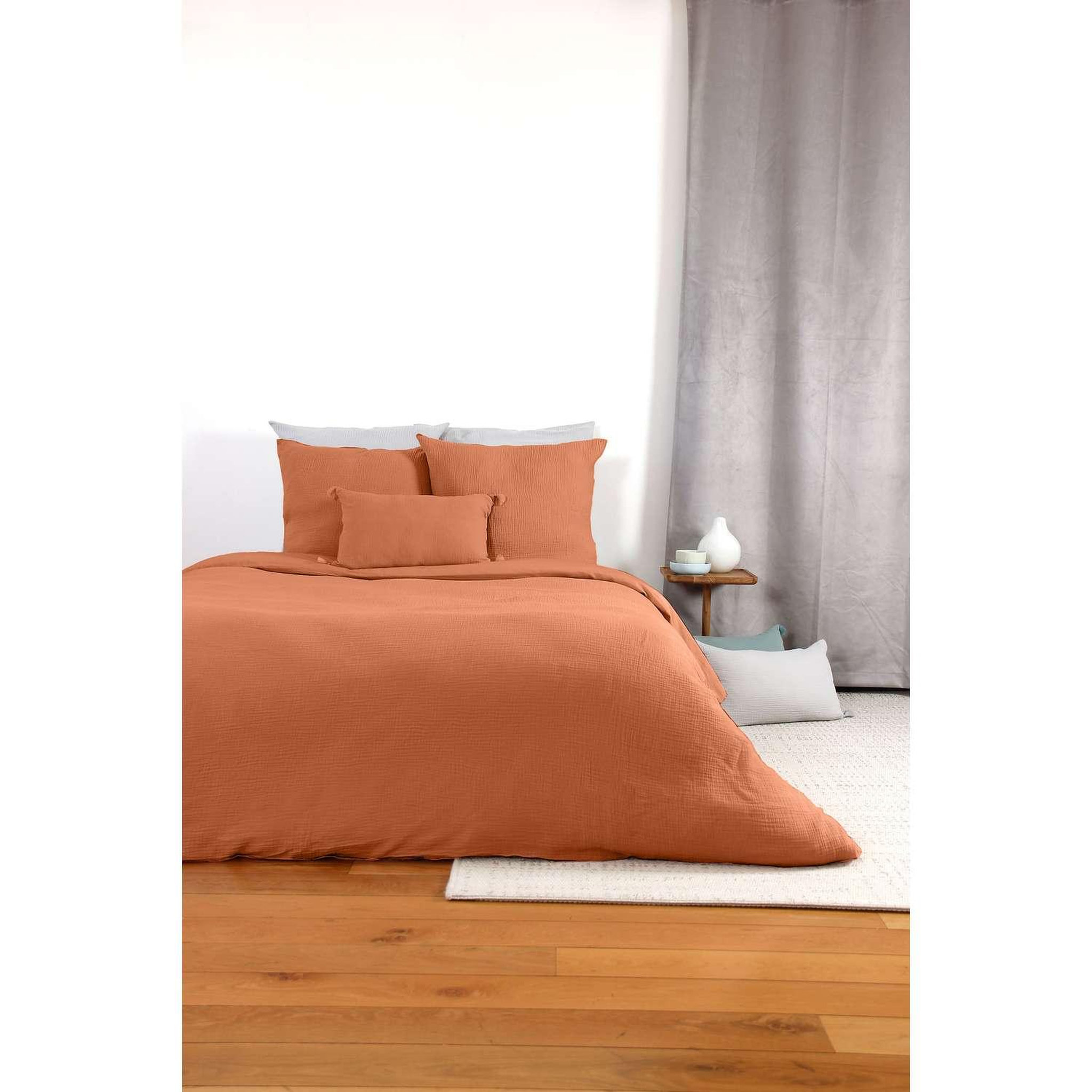Voir la diapositive 3 : COTE DECO Parure de lit - double gaze de coton