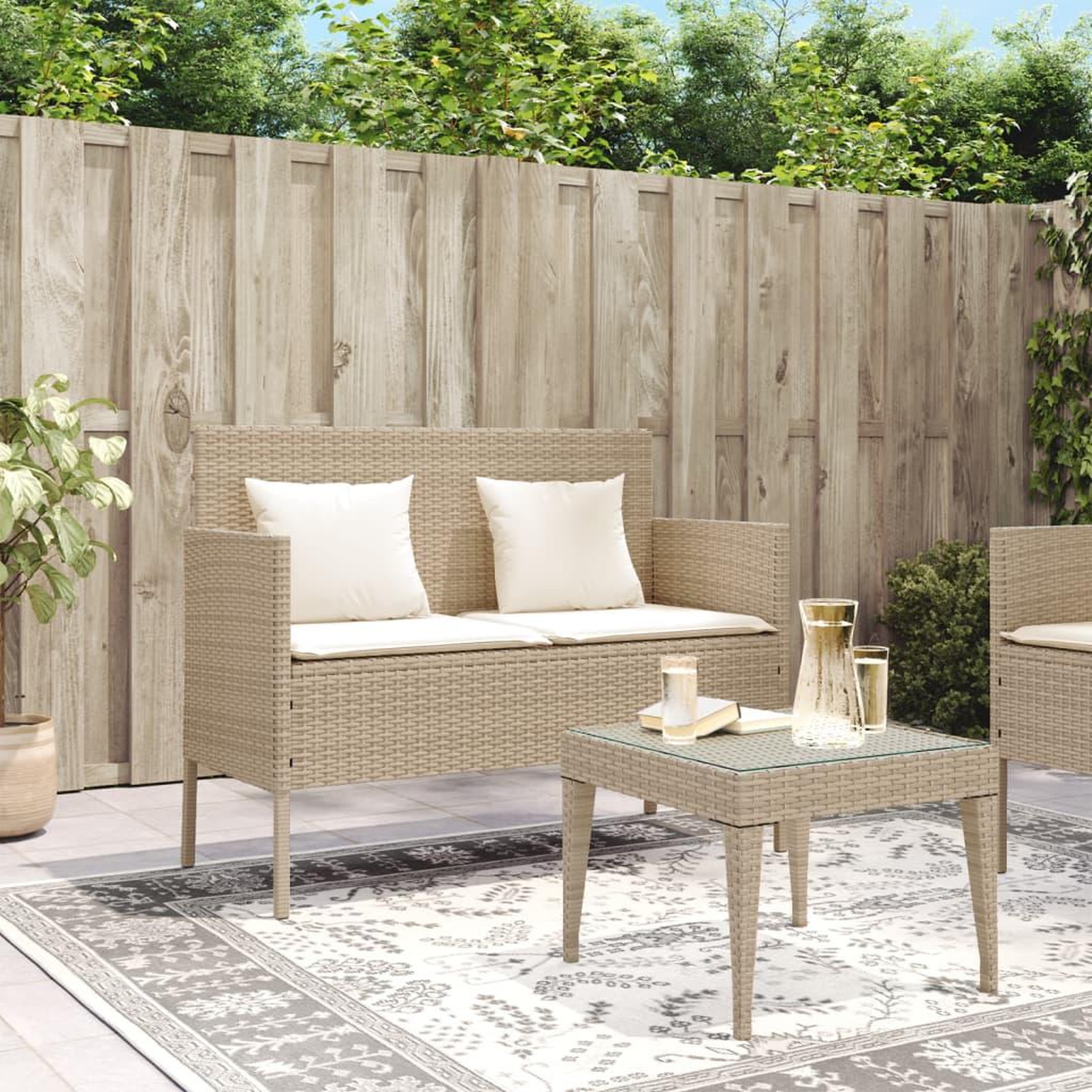 Voir la diapositive 3 : VIDAXL Banc de jardin avec coussins beige resine tressee