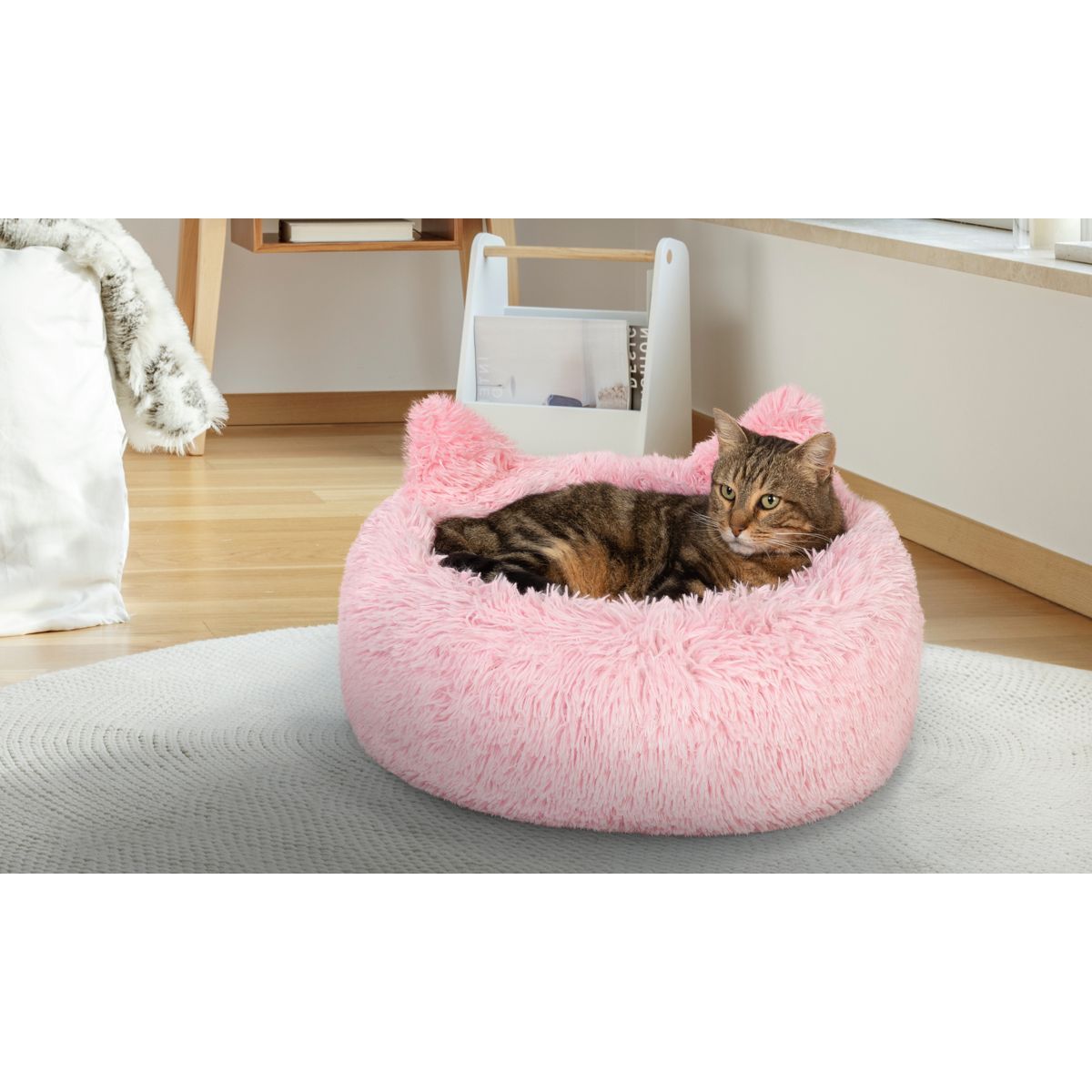 Idomya E. Coussin pour chat avec oreilles Diamètre 40cm rose