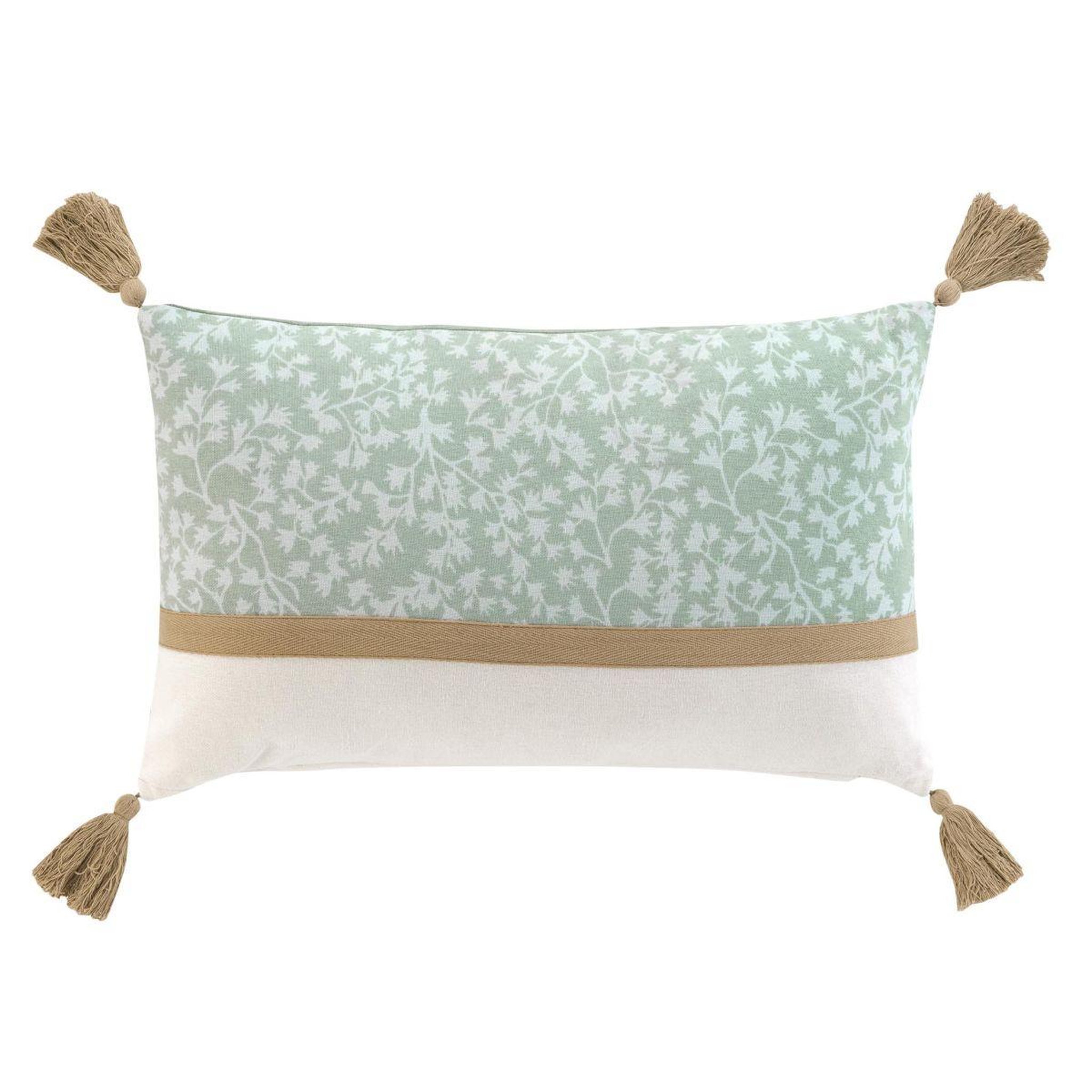 Douceur d'Intérieur Coussin déco pompons  vivoline  30x50cm vert
