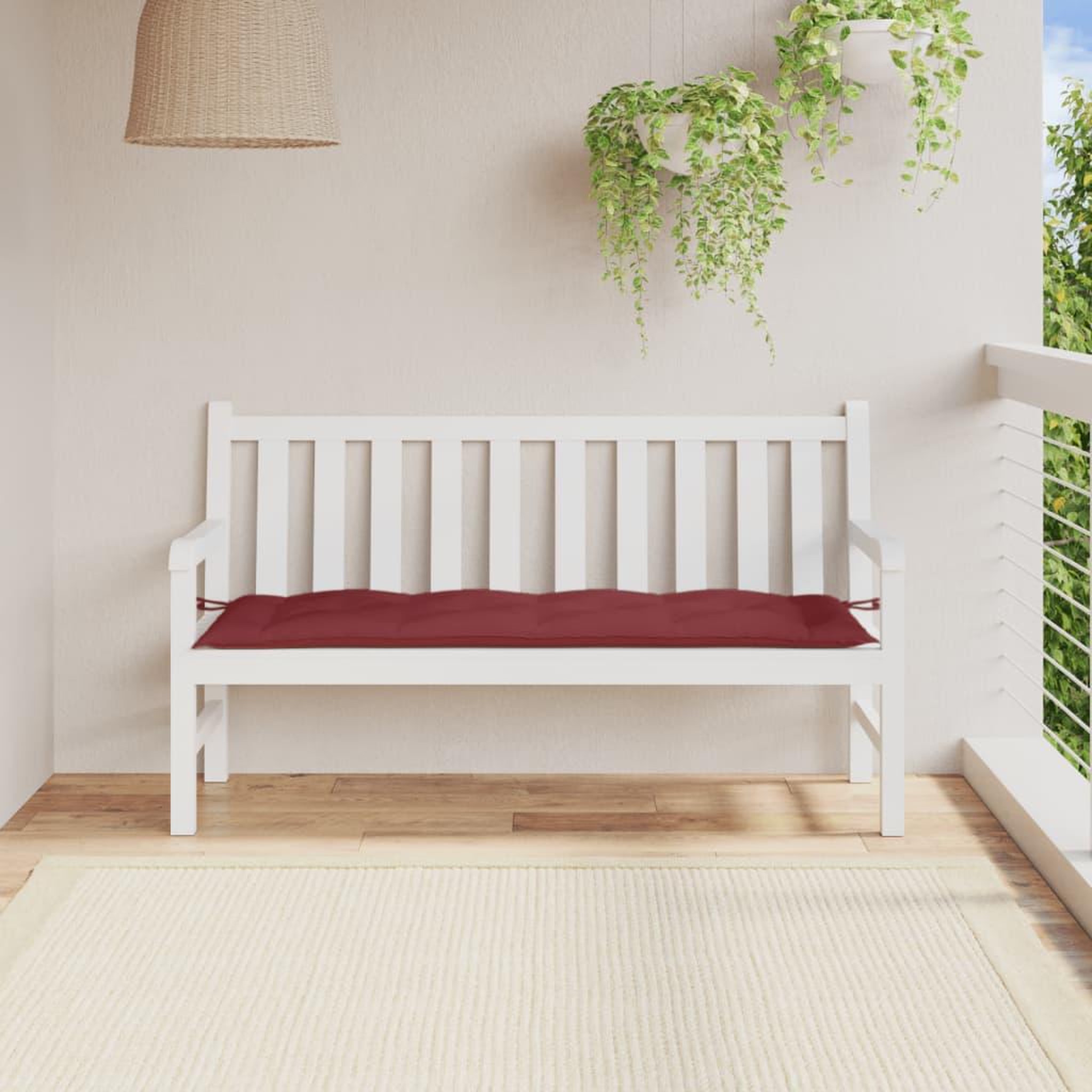 Voir la diapositive 3 : VIDAXL Coussin de banc de jardin rouge bordeaux melange tissu