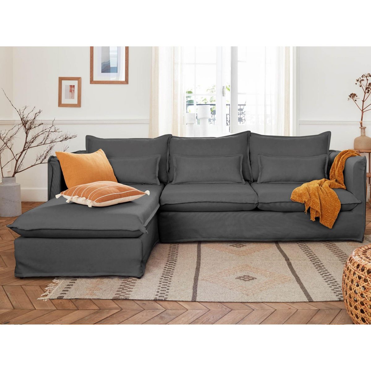 LISA DESIGN Adriann - canapé d'angle gauche fixe - 4 places - en tissu déhoussable