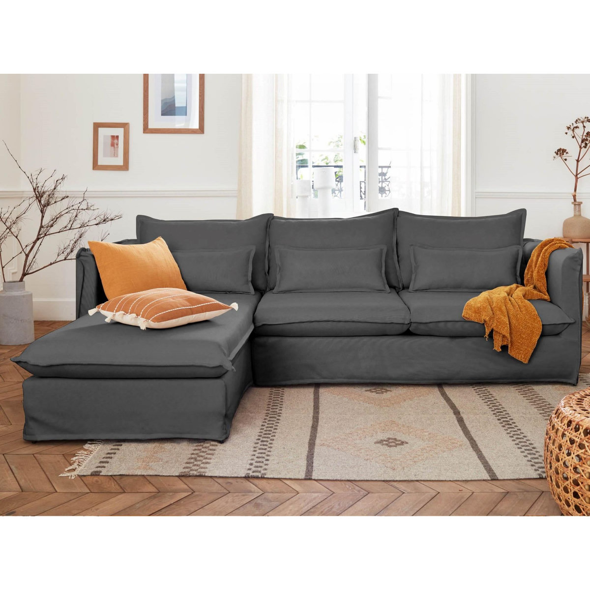 LISA DESIGN Adriann - canapé d'angle gauche fixe - 4 places - en tissu déhoussable