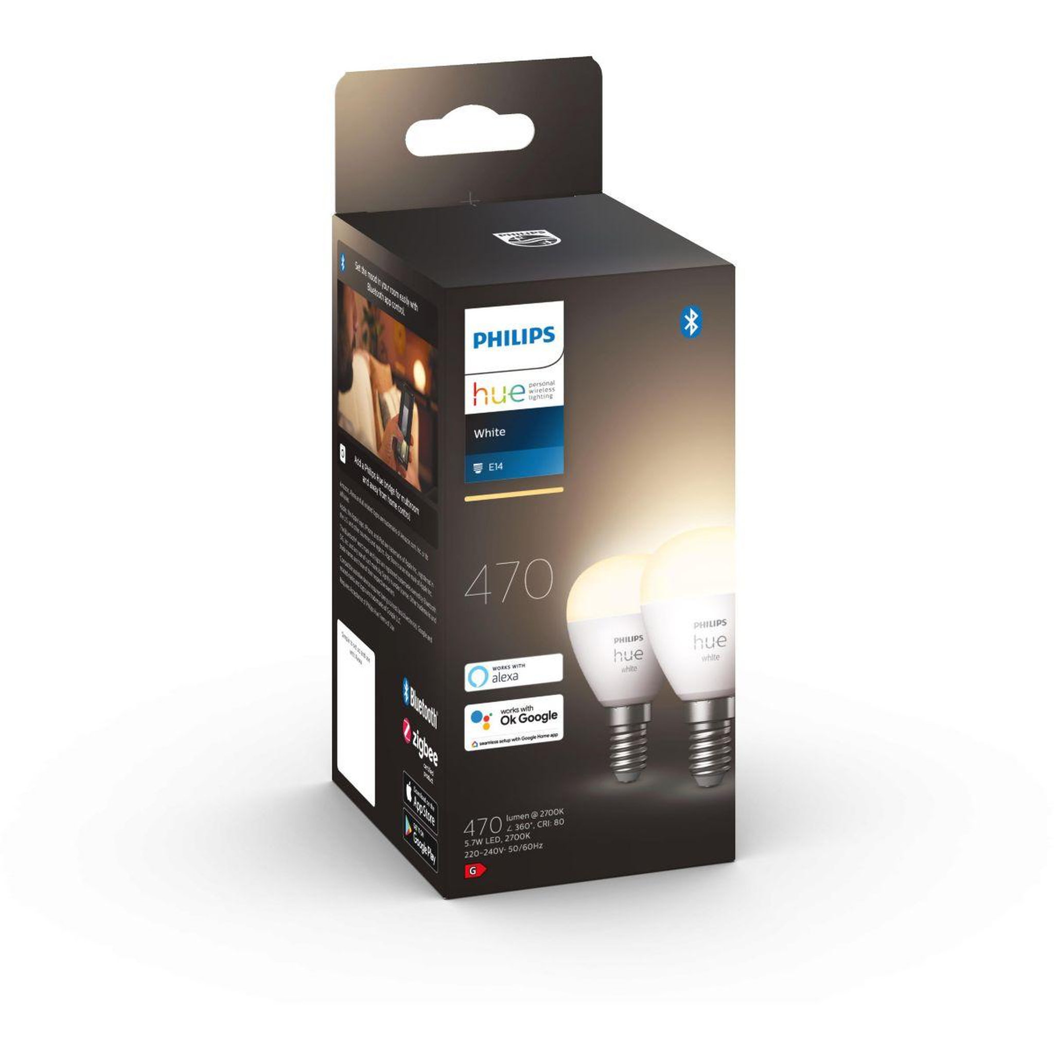 Voir la diapositive 5 : PHILIPS HUE Ampoule LED connectée E14 White Sphérique pack de 2