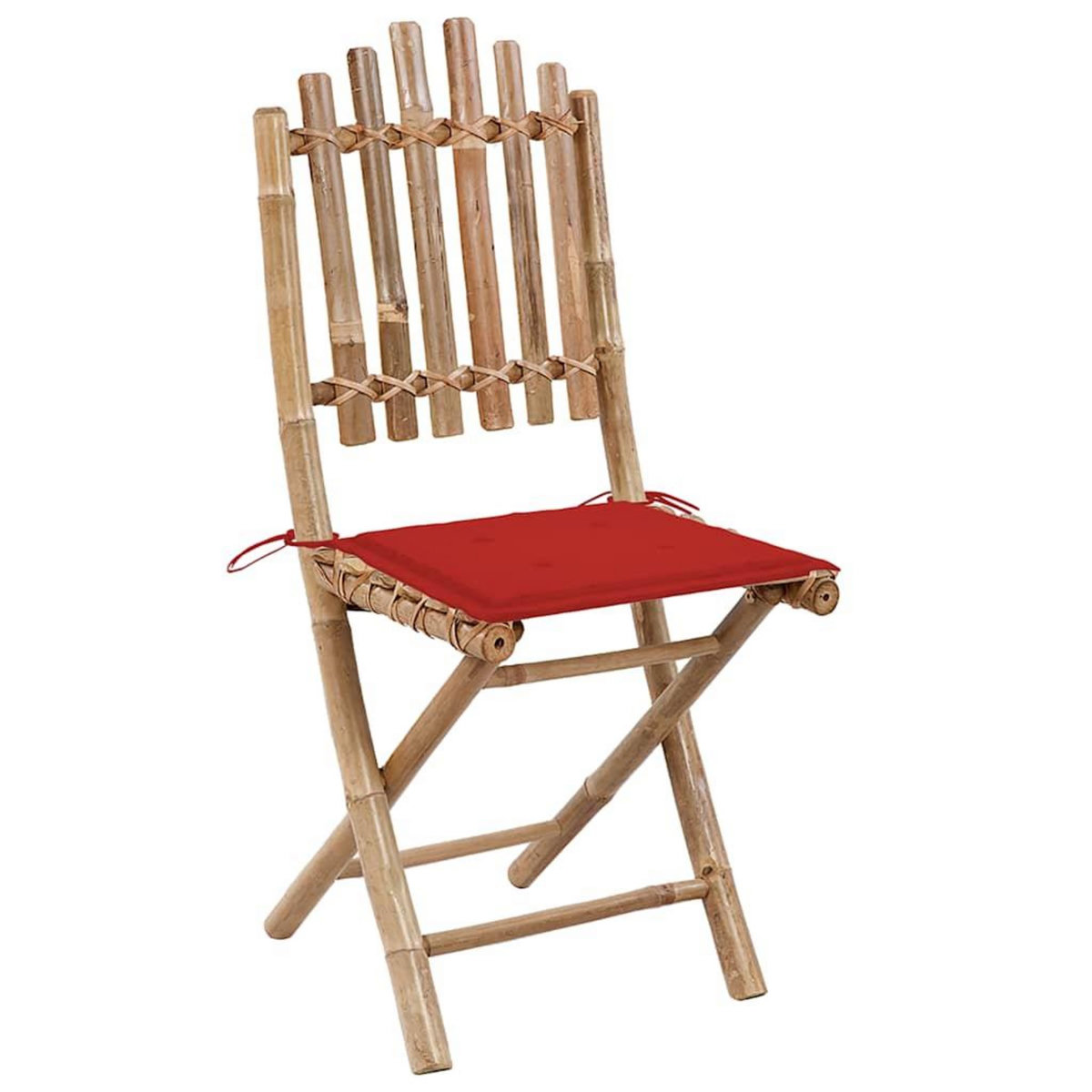 VIDAXL Chaises pliables de jardin lot de 2 avec coussins Bambou