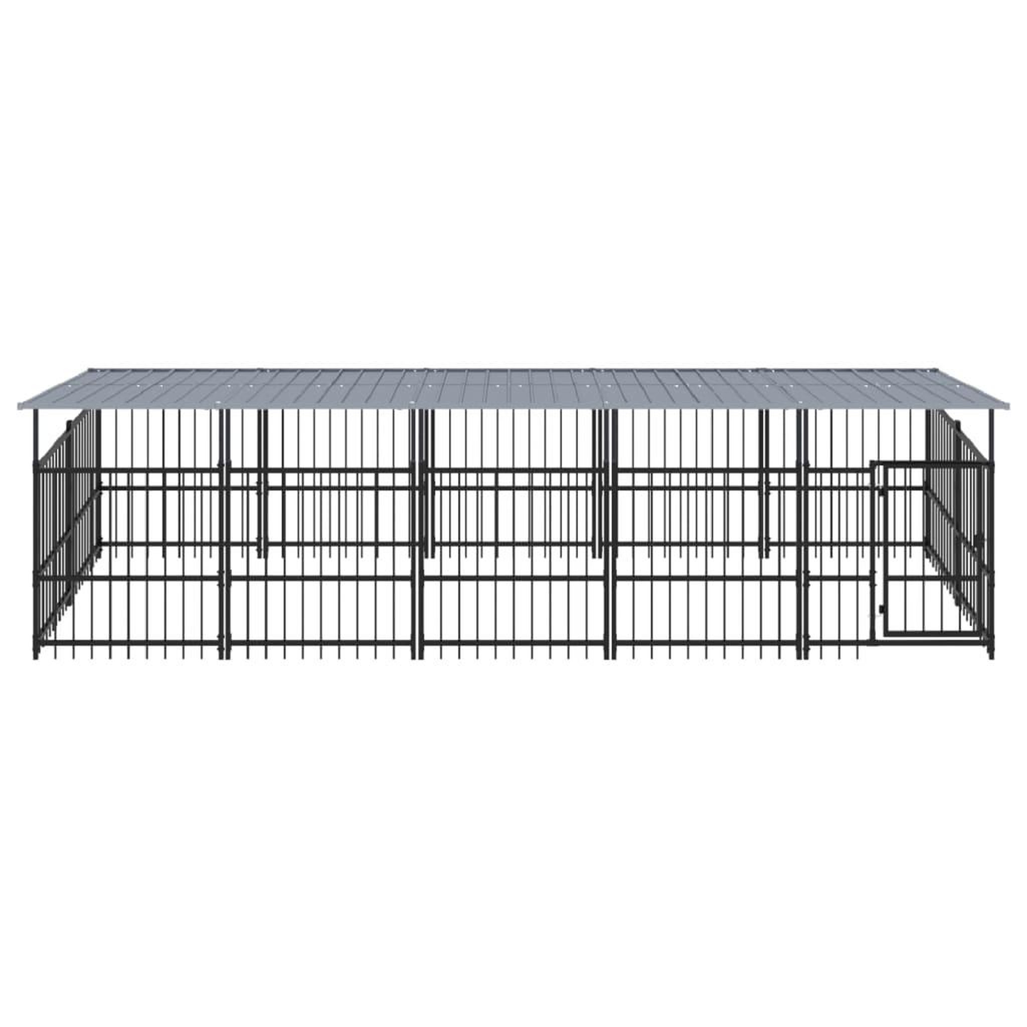 Voir la diapositive 3 : VIDAXL Chenil d'exterieur avec toit pour chiens Acier 9,38 m²
