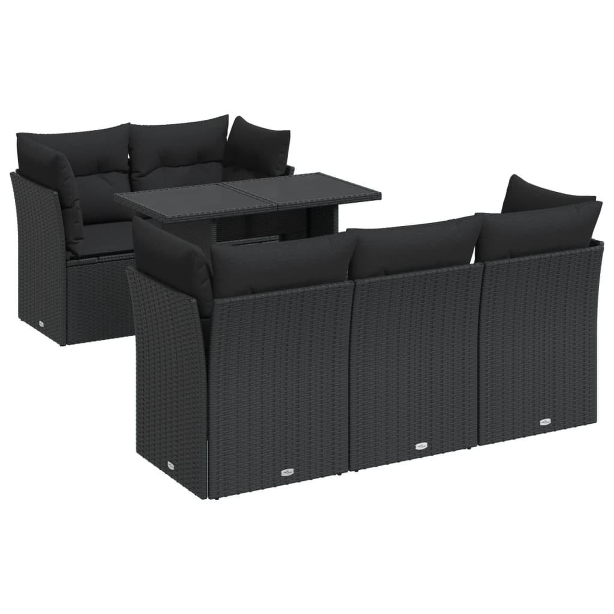 Voir la diapositive 2 : VIDAXL Salon de jardin 6 pcs avec coussins noir resine tressee