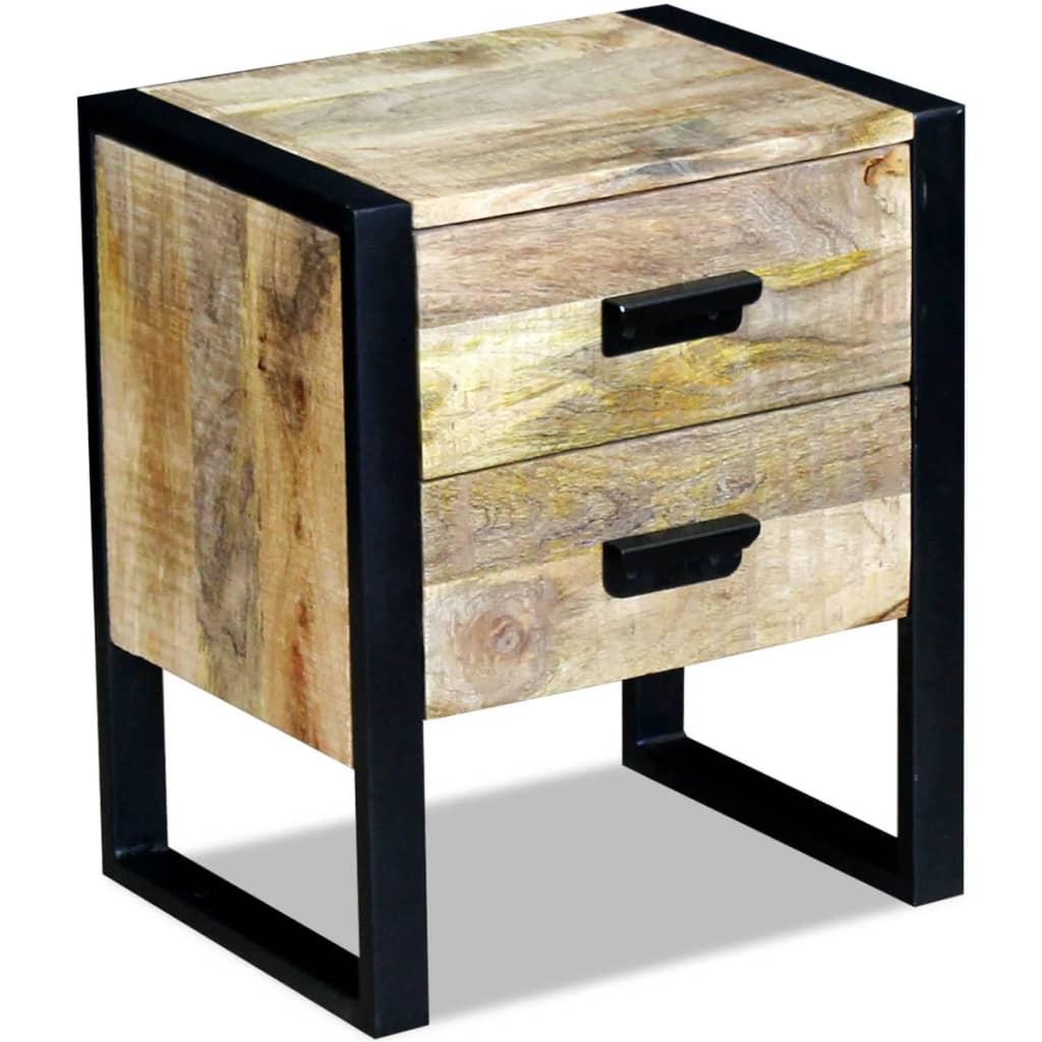 VIDAXL Table auxiliaire a 2 tiroirs bois manguier massif 43x33x51 cm