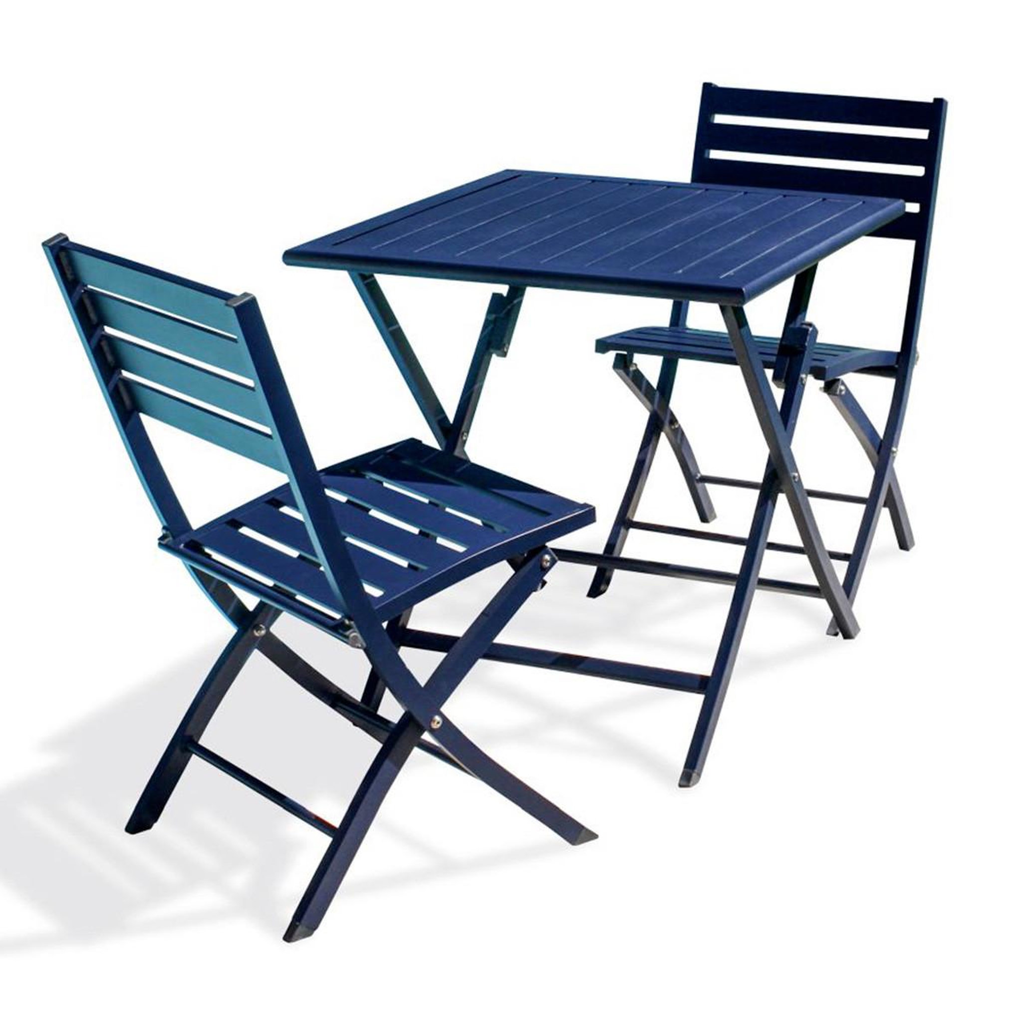 Paris Prix Ensemble table de jardin pliante & 2 chaises  marius  70cm bleu marine