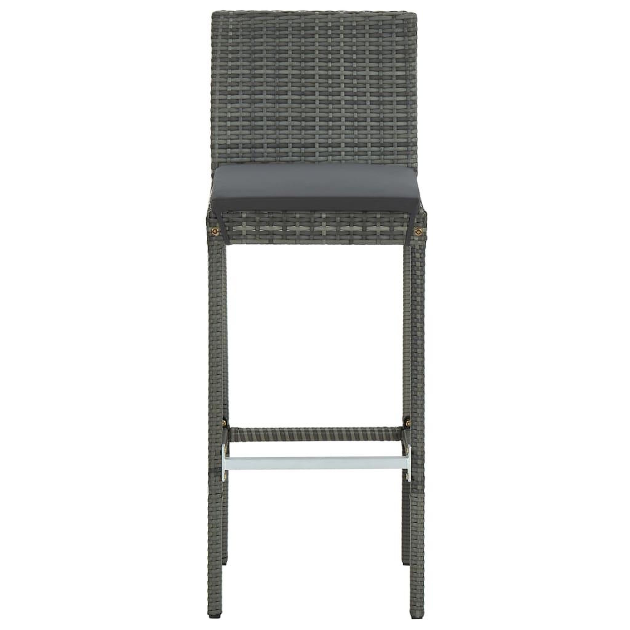 Voir la diapositive 5 : VIDAXL Ensemble de bar de jardin 3 pcs et coussins Resine tressee Gris