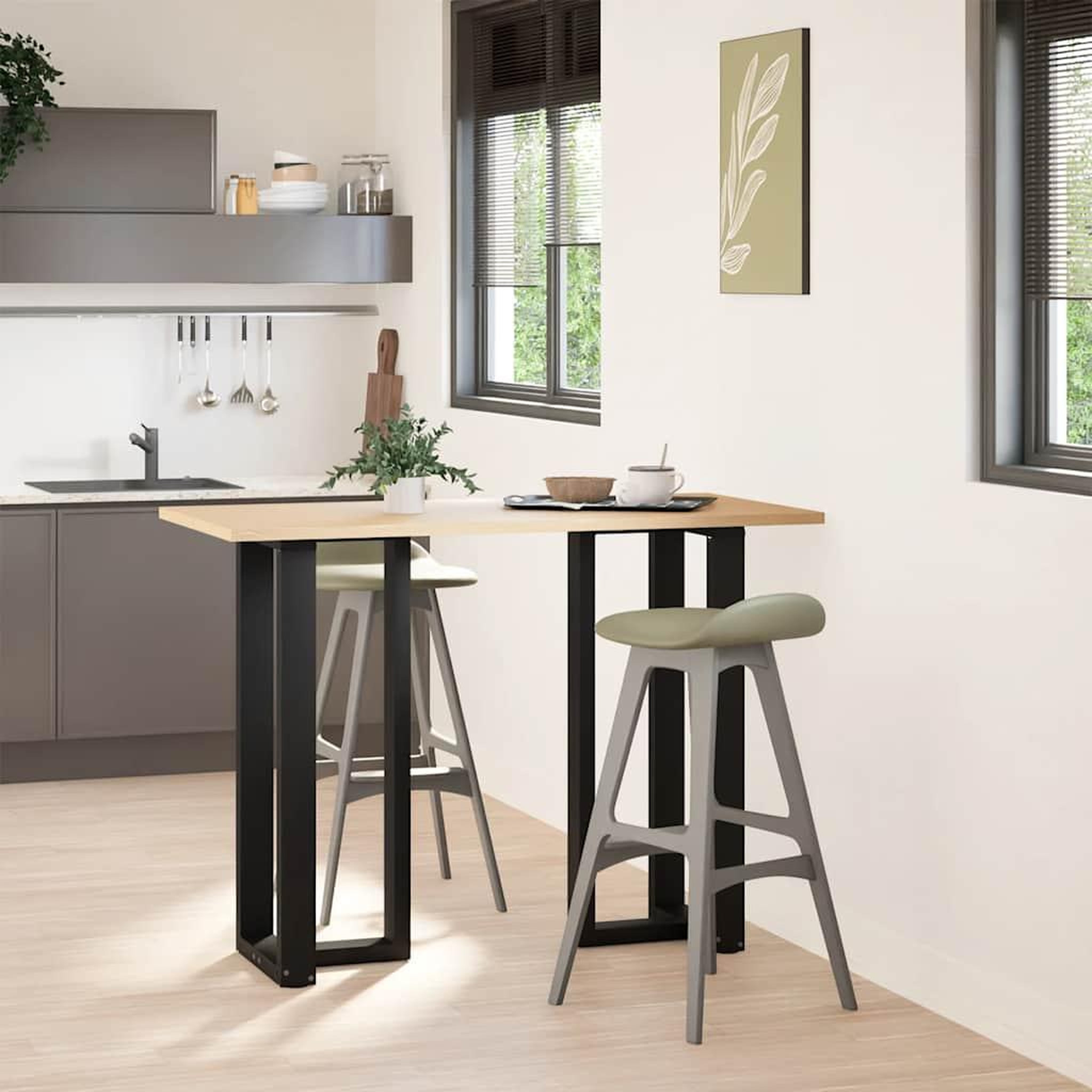 Voir la diapositive 2 : VIDAXL Pieds de table de bar forme de T 2 pcs noir 50x35x(100-101) cm