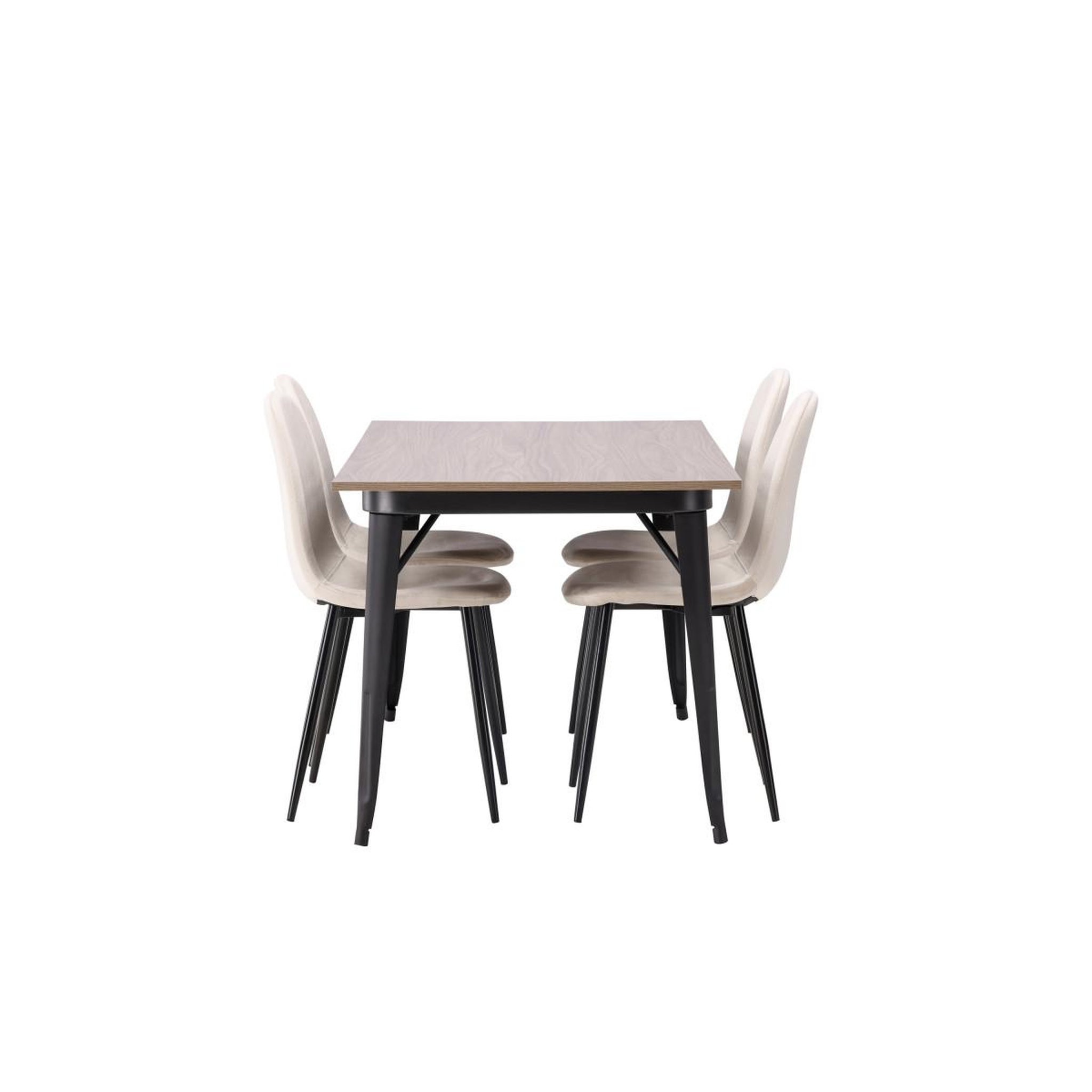 Voir la diapositive 3 : Paris Prix Ensemble table à manger & 4 chaises  tempe & polar  140cm naturel & beige