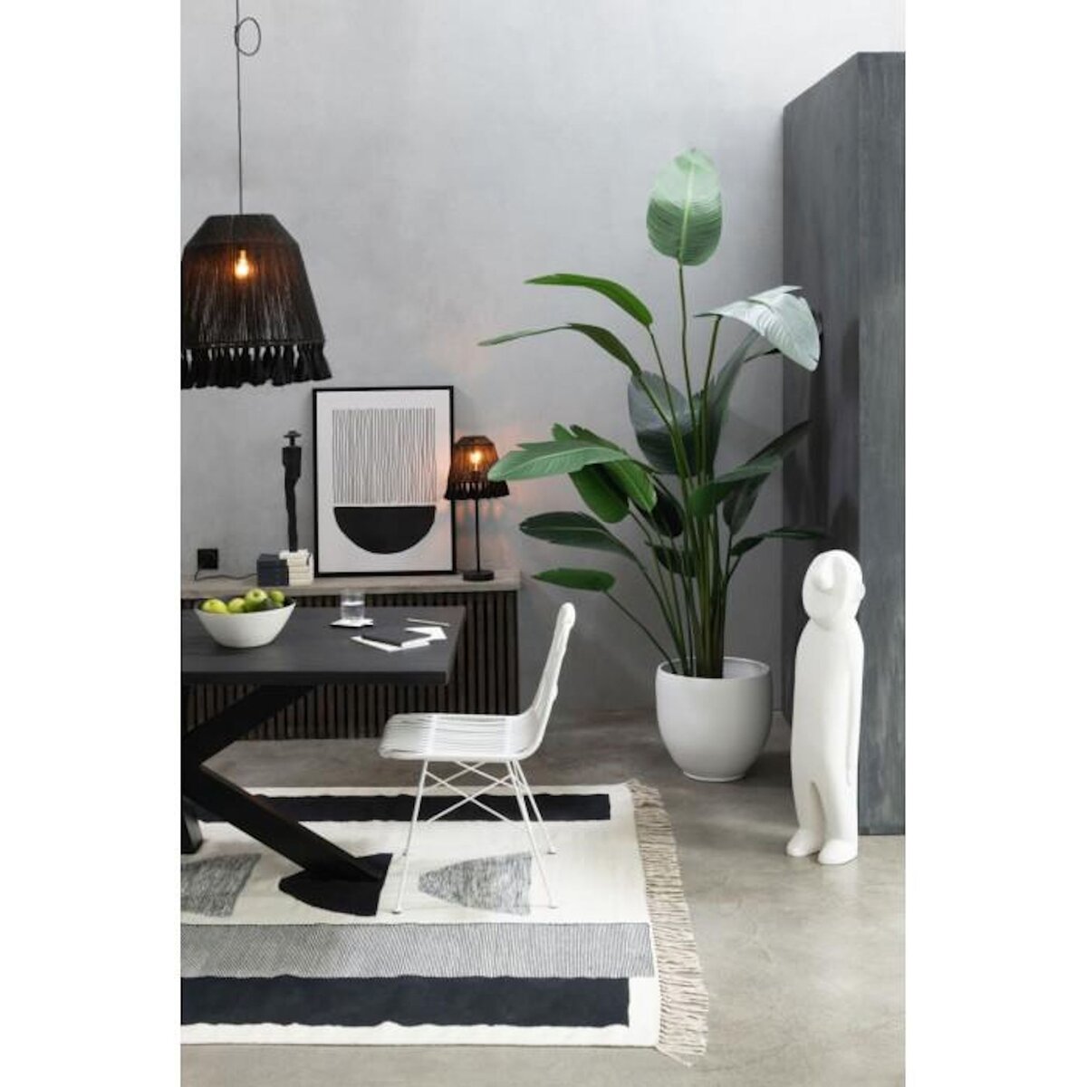 Paris Prix Tapis Déco  Tokyo  198x302cm Blanc & Noir