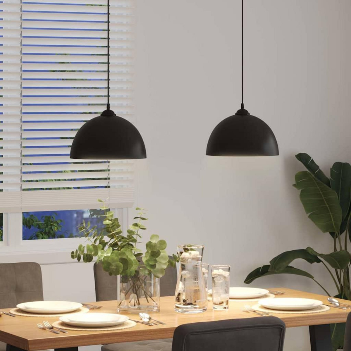 VIDAXL Lampes suspendues 2 pcs hauteur reglable E27 noir Ø 30 cm metal