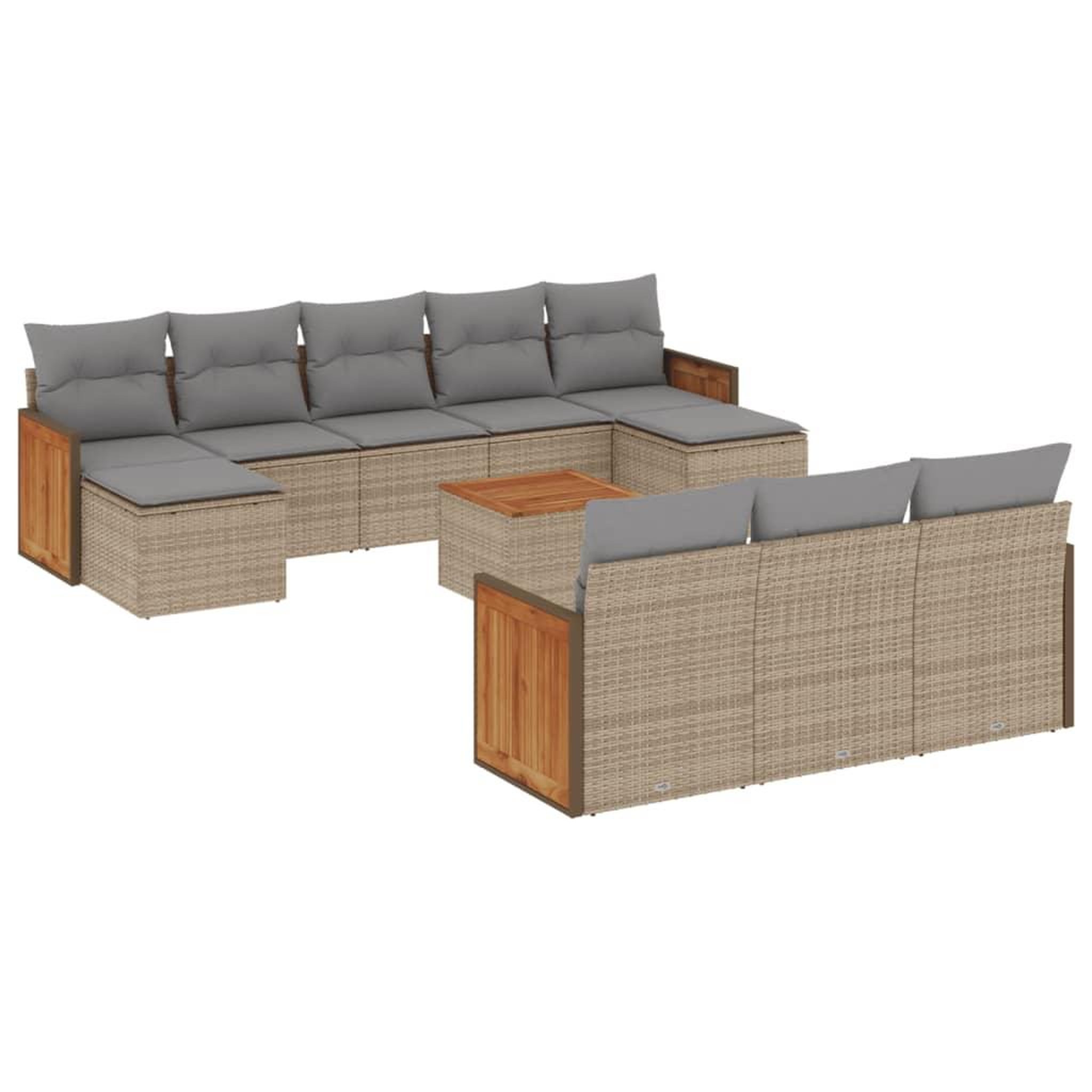Voir la diapositive 2 : VIDAXL Salon de jardin 11 pcs avec coussins beige resine tressee
