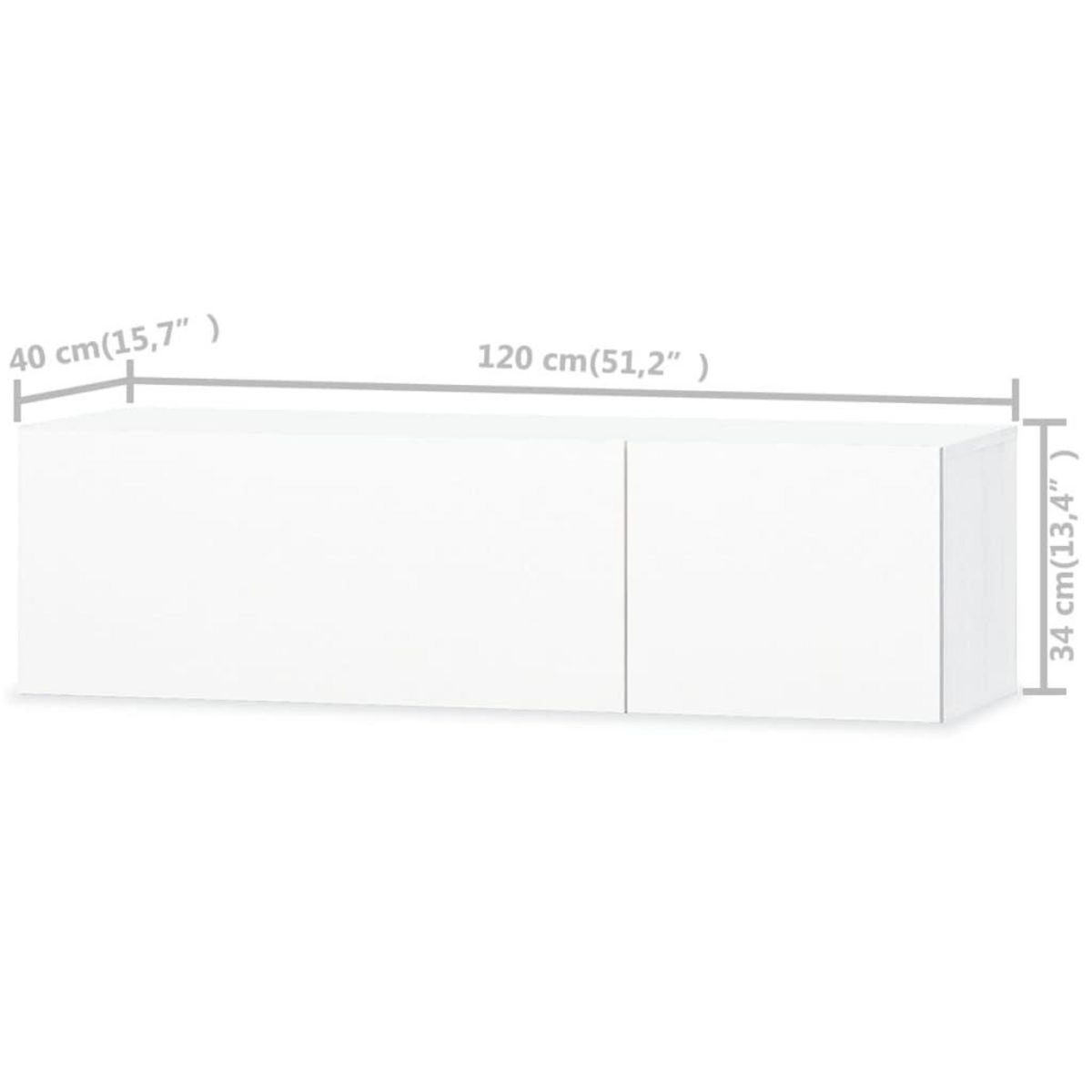 VIDAXL Meuble TV bois d'ingenierie 120x40x34 cm blanc brillant