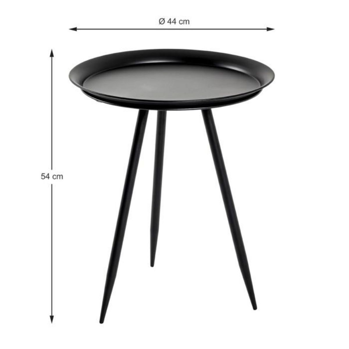 Paris Prix Table d'Appoint Design en Métal  Laqué  54cm Noir