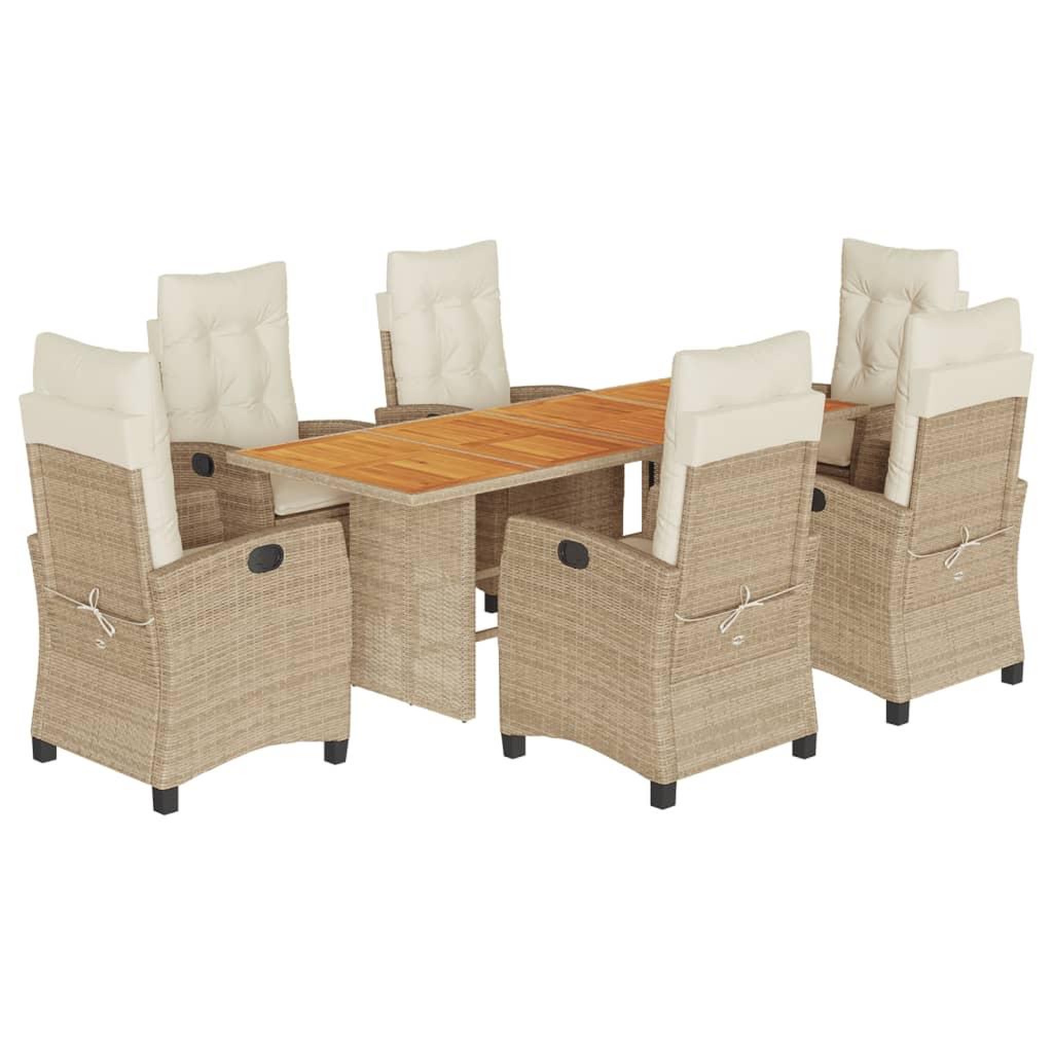 Voir la diapositive 2 : VIDAXL Ensemble a manger de jardin et coussins 7 pcs beige poly rotin