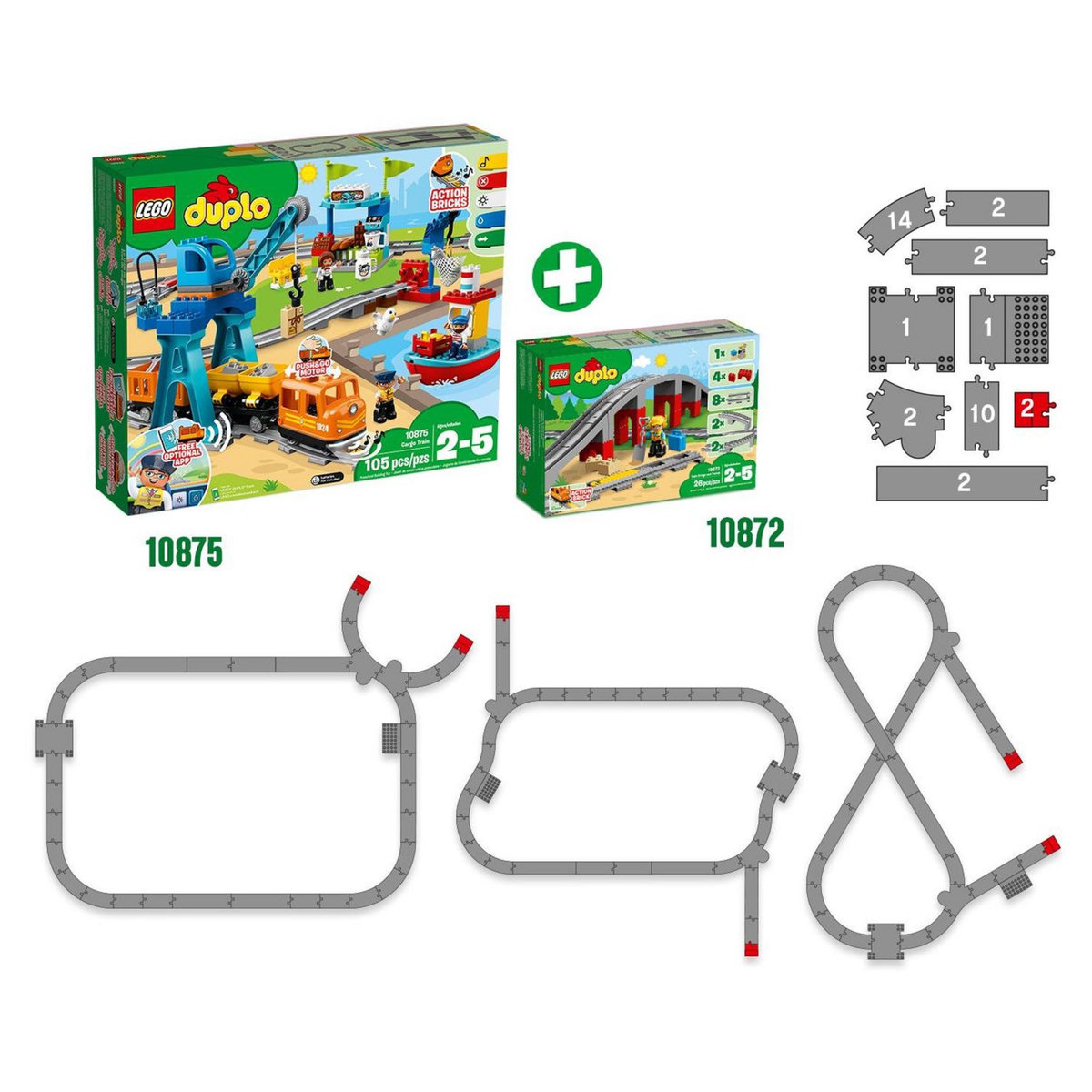 LEGO LEGO DUPLO Ma Ville 10872 Les Rails Et Le Pont Du Train, Jeu de Construction