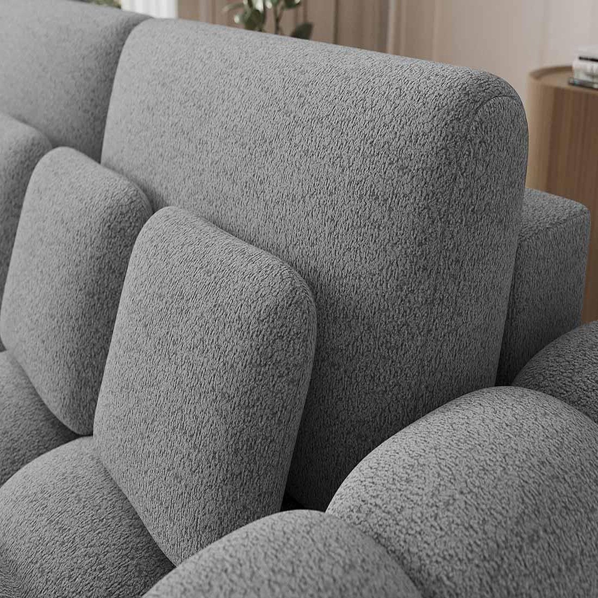 Voir la diapositive 6 : BEST MOBILIER Dorian - canapé droit 3 places convertible avec coffre en tissu bouclette