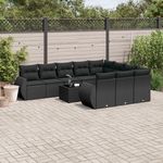 VIDAXL Salon de jardin 11 pcs avec coussins noir resine tressee